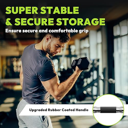 Miniatura 6 de Juego de mancuernas hexagonales con estante, mancuernas de goma de 150 a 400 libras para entrenamiento de fuerza, ejercicio y fitness, juego de