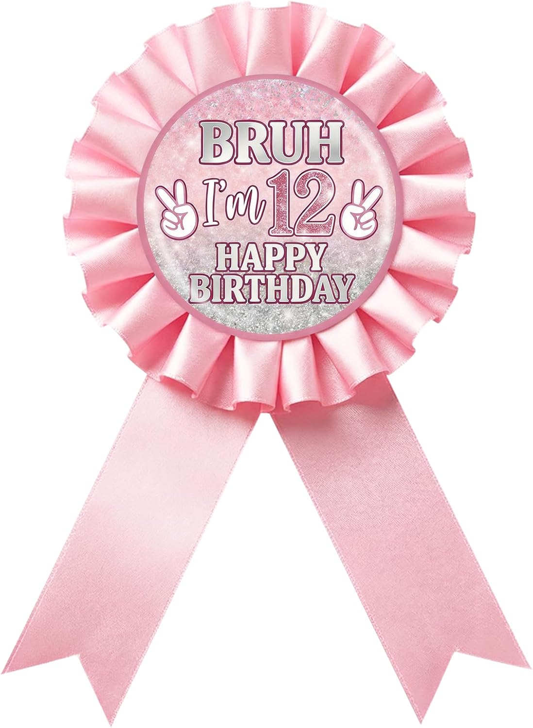 Bruh I'm 10 Happy Birthday Tinplate Badge Pin, Pink Rosette Happy 10th Birthday Award Ribbon Button for Girl, Pink Bruh It's My 10th Birthday Brooch Pin for 10th Anniversary Party Decoration