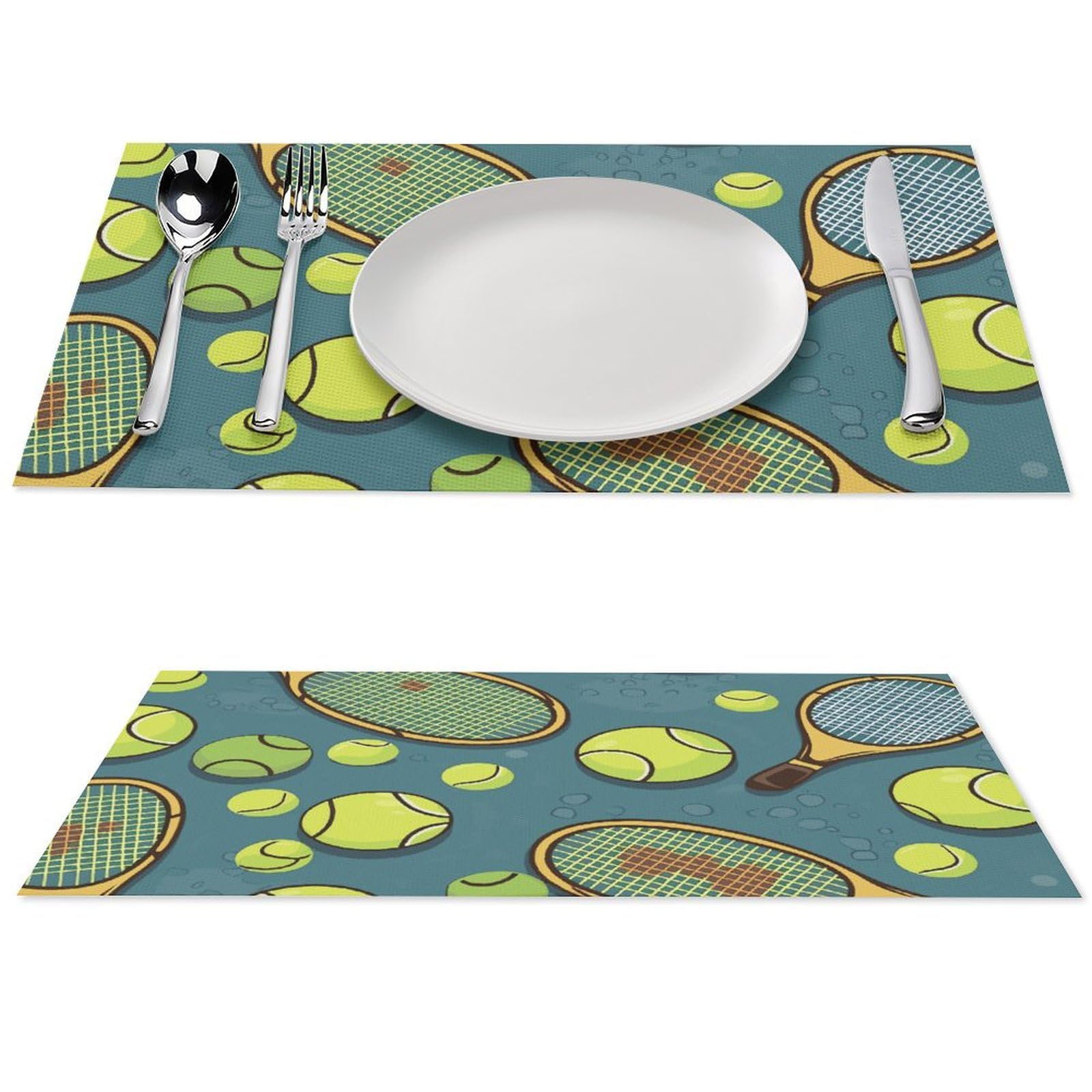 Sets de table tennis antidérapants et résistants à la chaleur en PVC lavable pour repas de fête