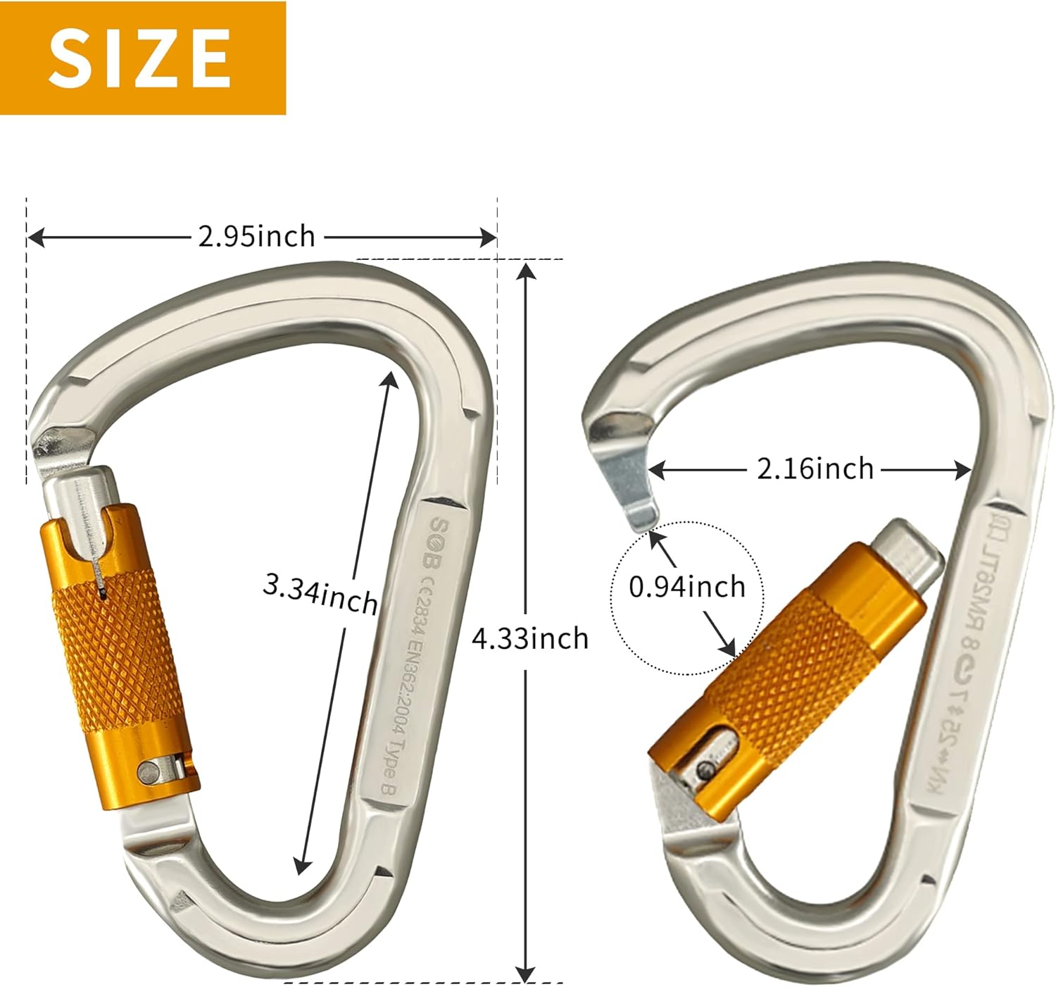 SOB Auto Locking Climbing Carabiner Clips,Heavy Duty Asymmetrical Carabiner Connector Used for Rappelling Gear Rescue Outdoor Projects Dog Leash - Image 5