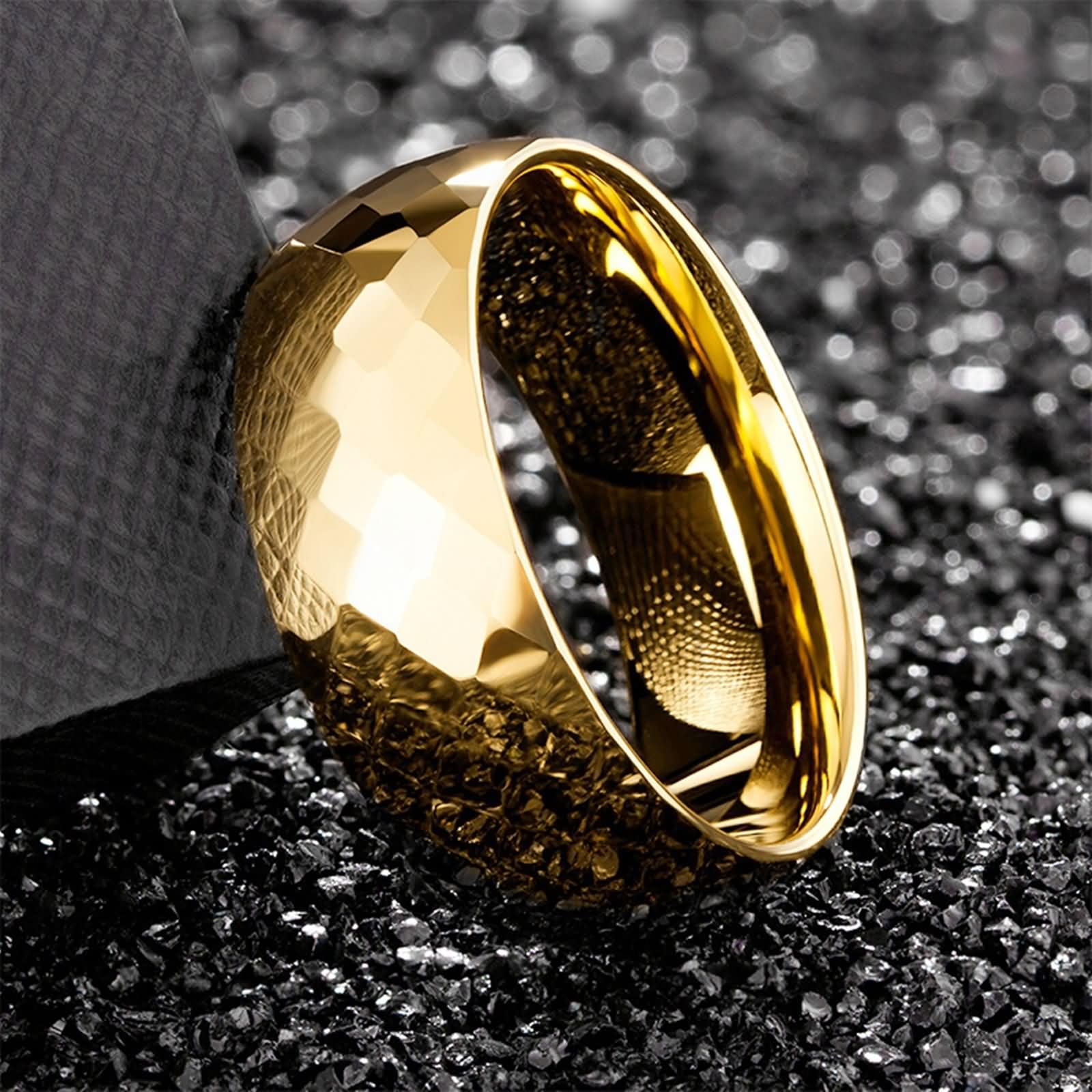 Anillos Tungsteno Hombre Mujer Grabado Personalizado,Anillo Redondo Simple 8MM Anillo Boda Oro Anillos de Compromiso Hombre Mujer