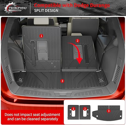 Miniatura 5 de Alfombrillas Compatibles con Dodge Durango 2016-2025 2026 de 6 Asientos, Alfombrilla de Carga, Protector para Asiento Trasero, Forro para Maletero,