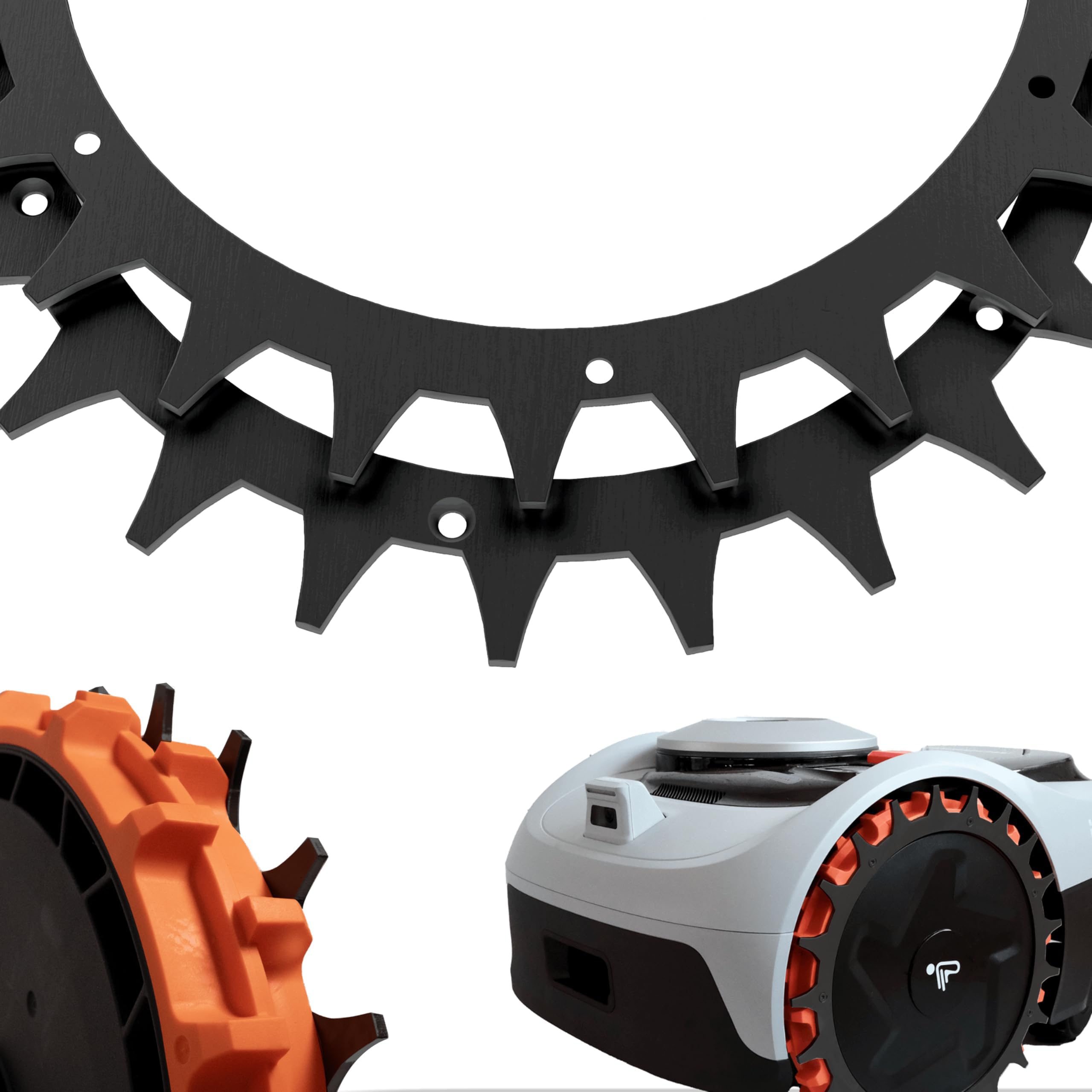 Edelstahl Spikes Navimow i Serie Modelle i105E/i108E/i205/i206E/i208, 3mm stark ⌀255 mm Mähroboter Spikes Entgratet 14x Edelstahl Schrauben Traktionsverbesserung für Navimow (Schwarz, i Serie)