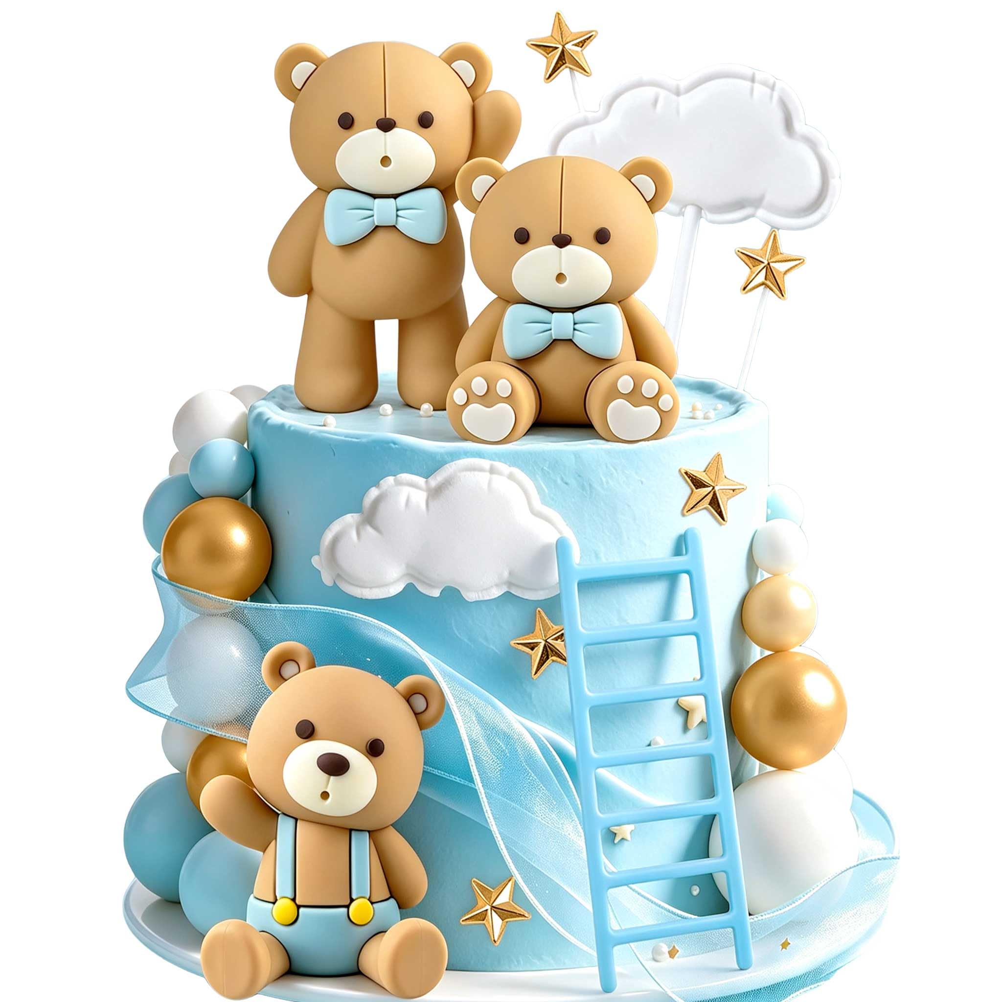 Blue Cake Decoration Baby Shower Cake Topper Bears Cake Decoration
