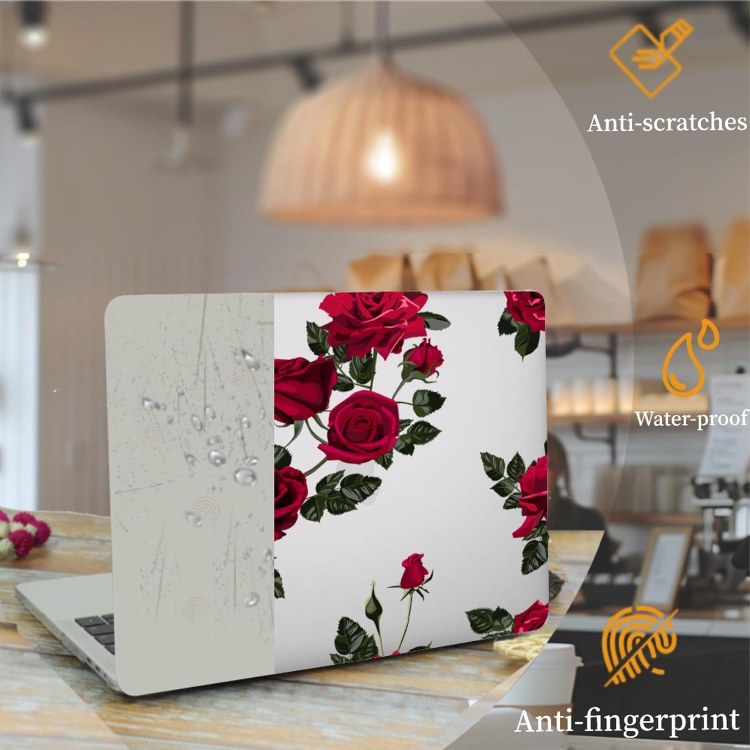 Laptop Hard Shell Compatible with MacBook Air 13 inch Case 2017 2016 2015 2014 2013 2012 2011 2010 Release A1466 A1369, Plastic Protective Cover Case and Keyboard Cover, Red Rose