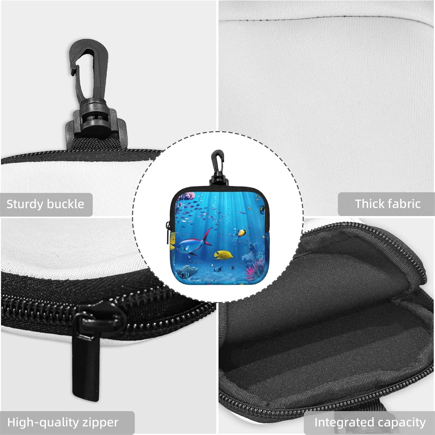Colorful Ocean Theme Print Versatile Square Storage Bag Travel Organizer Pouch Toiletry Home Office Gift image 5
