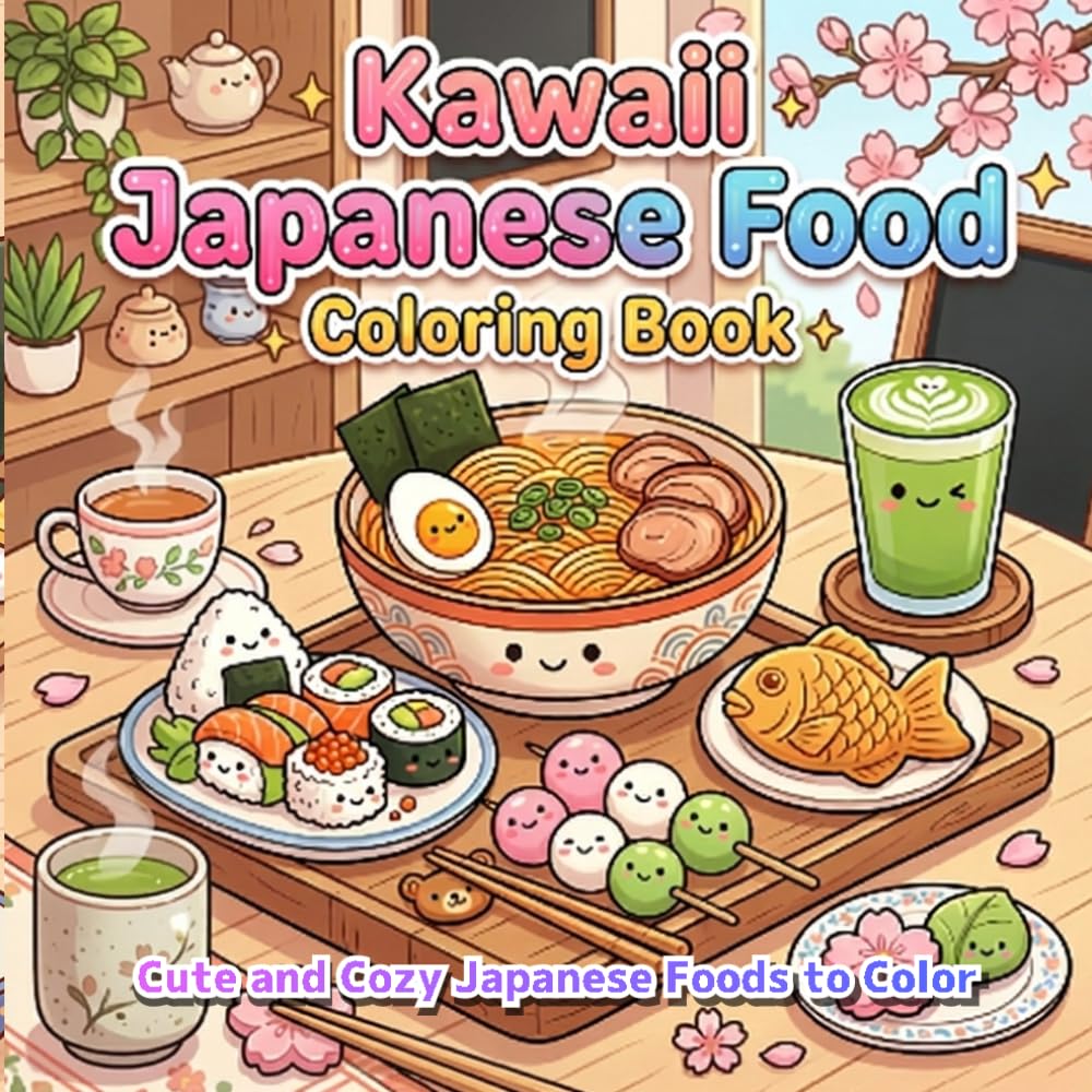 Kawaii Japanese Food Coloring Book: Cute and Cozy Japanese Foods to Color
