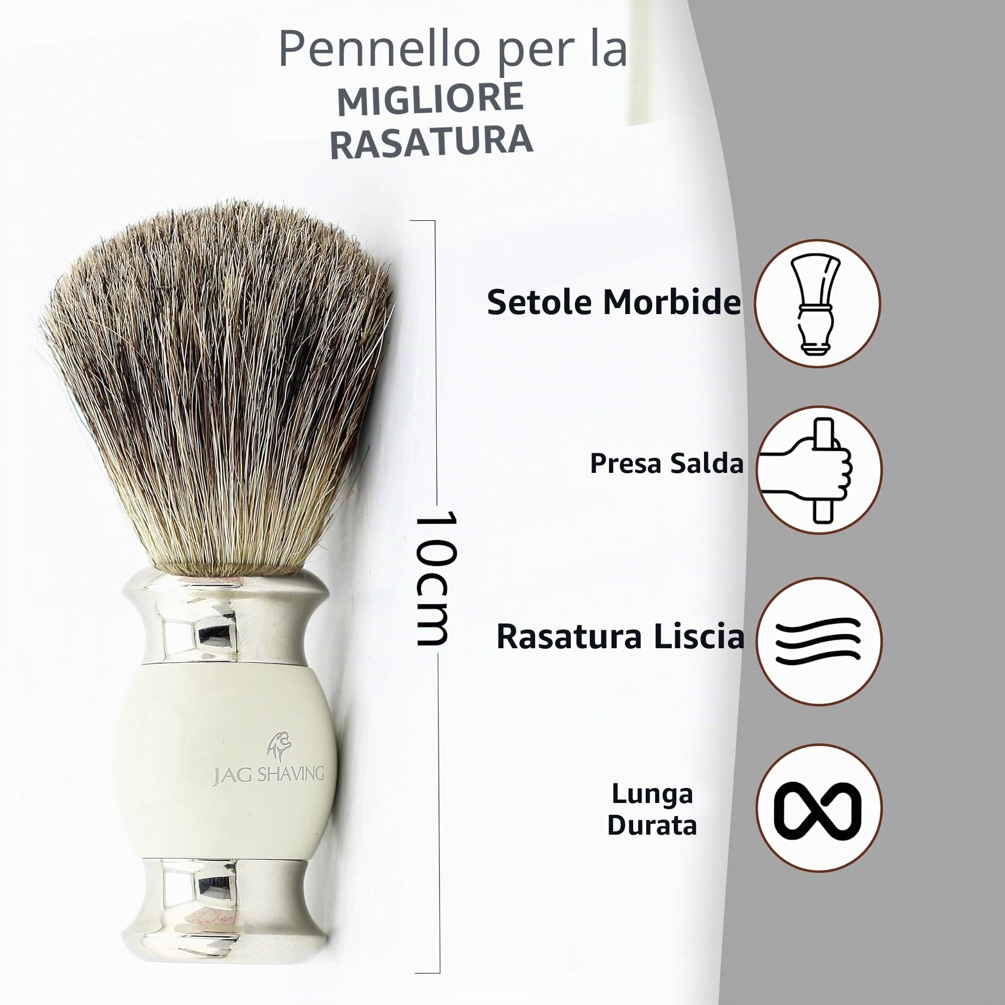 Haryali London, Set da barba uomo 3 pezzi, kit rasatura uomo con rasoio 3 lame, pennello da barba tasso e supporto, set rasatura classica completo, set regalo uomo barba elegante - avorio