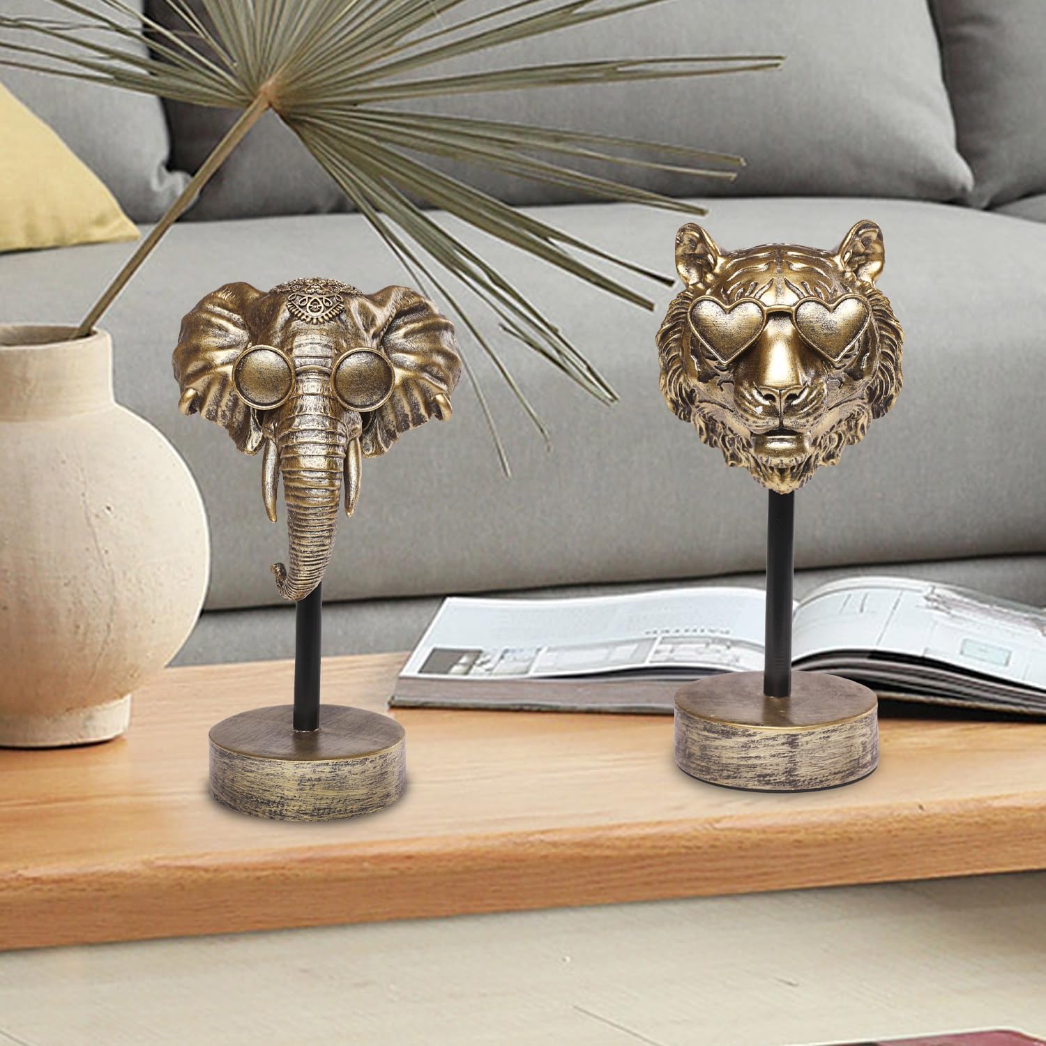 Handcrafted Resin Sculpture (Tiger)- Statue Decoration Modern Home Decor Accent, Trending Living Room & Office Decor, Elegant Tabletop & Shelf Decor for Desk, Bookshelf, Nightstand