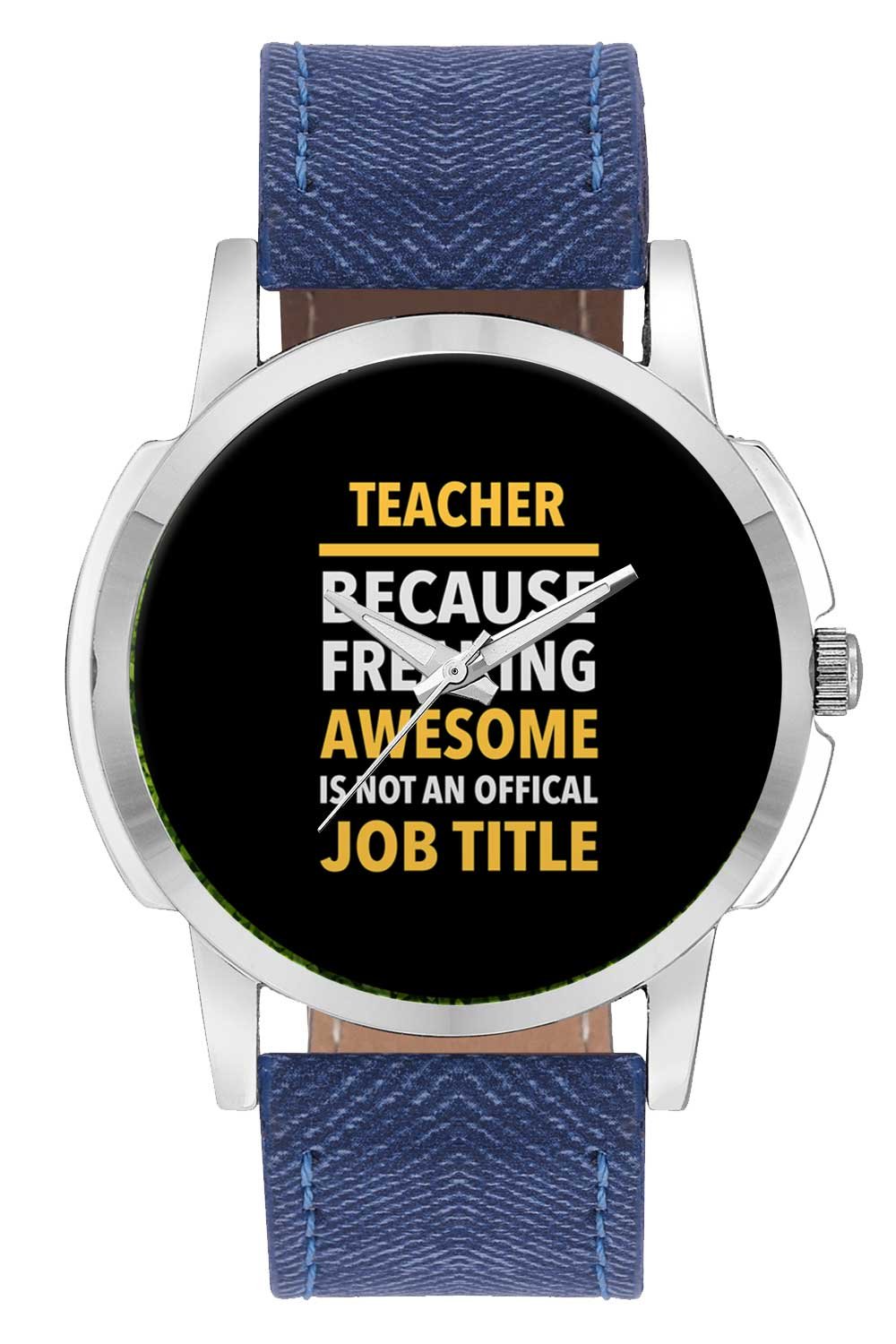 BIGOWL Wrist Watch for Men - Teacher Because Freaking Awesome is Not and Official Job Title | Gift for Teacher - Analog Mens and Boys Unique Quartz Leather Band Round Designer dial Watch (B074CNDKY3) Amazon Price History, Amazon Price Tracker
