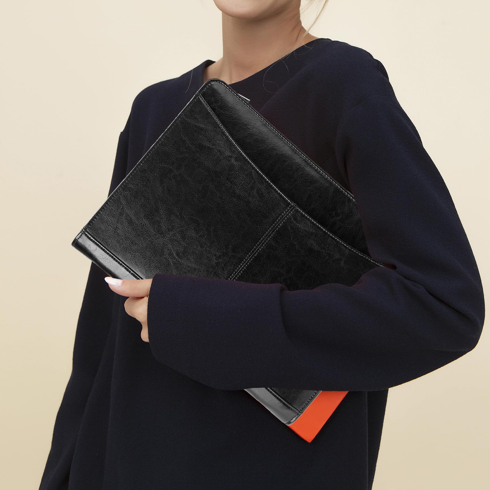 Portefeuille en cuir vegan avec poche avant pour bloc-notes légal 8,5 x 11