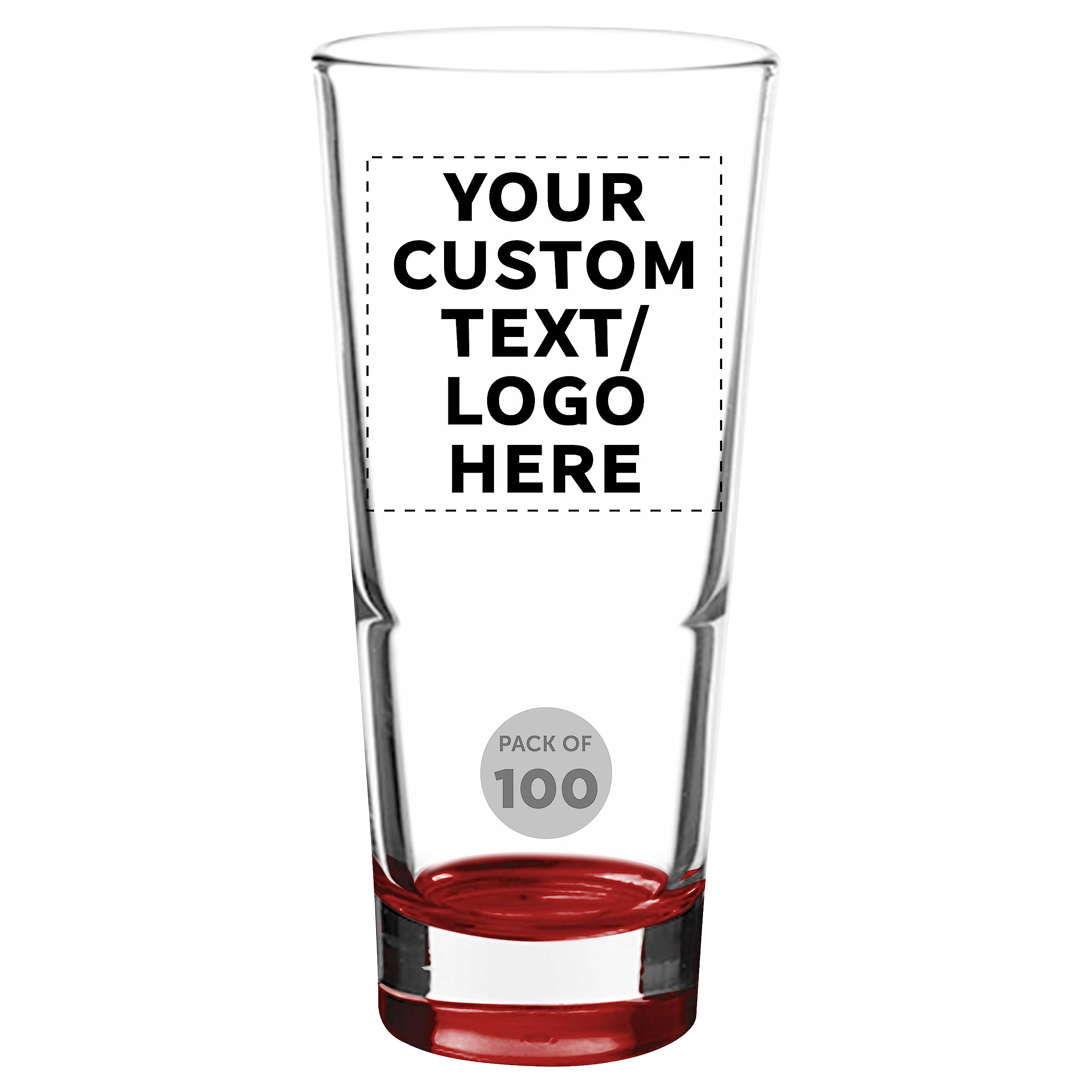 DISCOUNT PROMOS Custom 15 oz Navara Highball Glasses Set of 100 Personalized Bulk Pack - Perfect for Barware