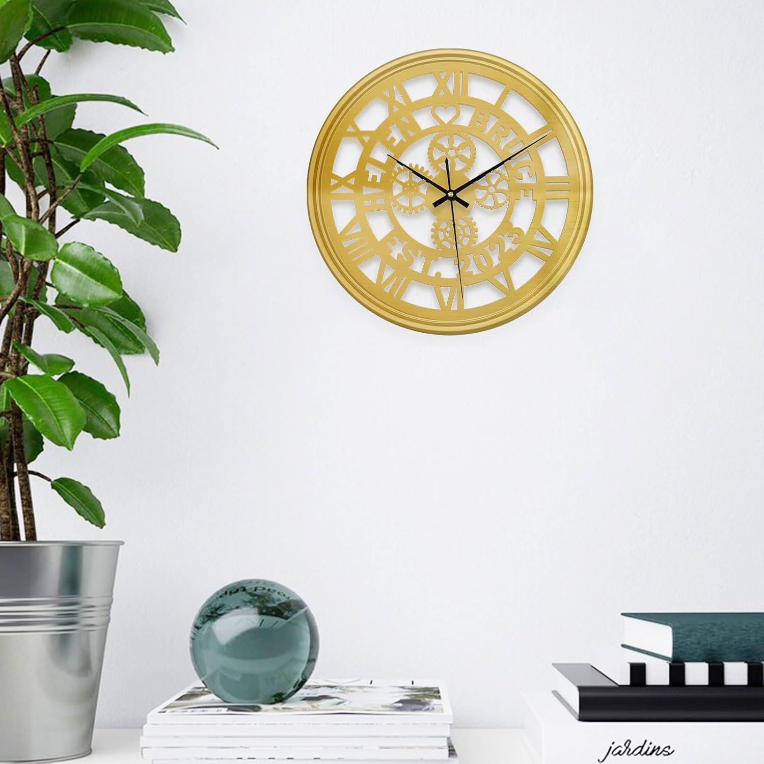 Customized Personalized Name Wall Clock for Men, Personalized Jerseys Iron Wall Clock, Metal Round Silent Clock, Large Creative Wall Clock Gifts for Father Husband Boyfriend Fathers Day Christmas