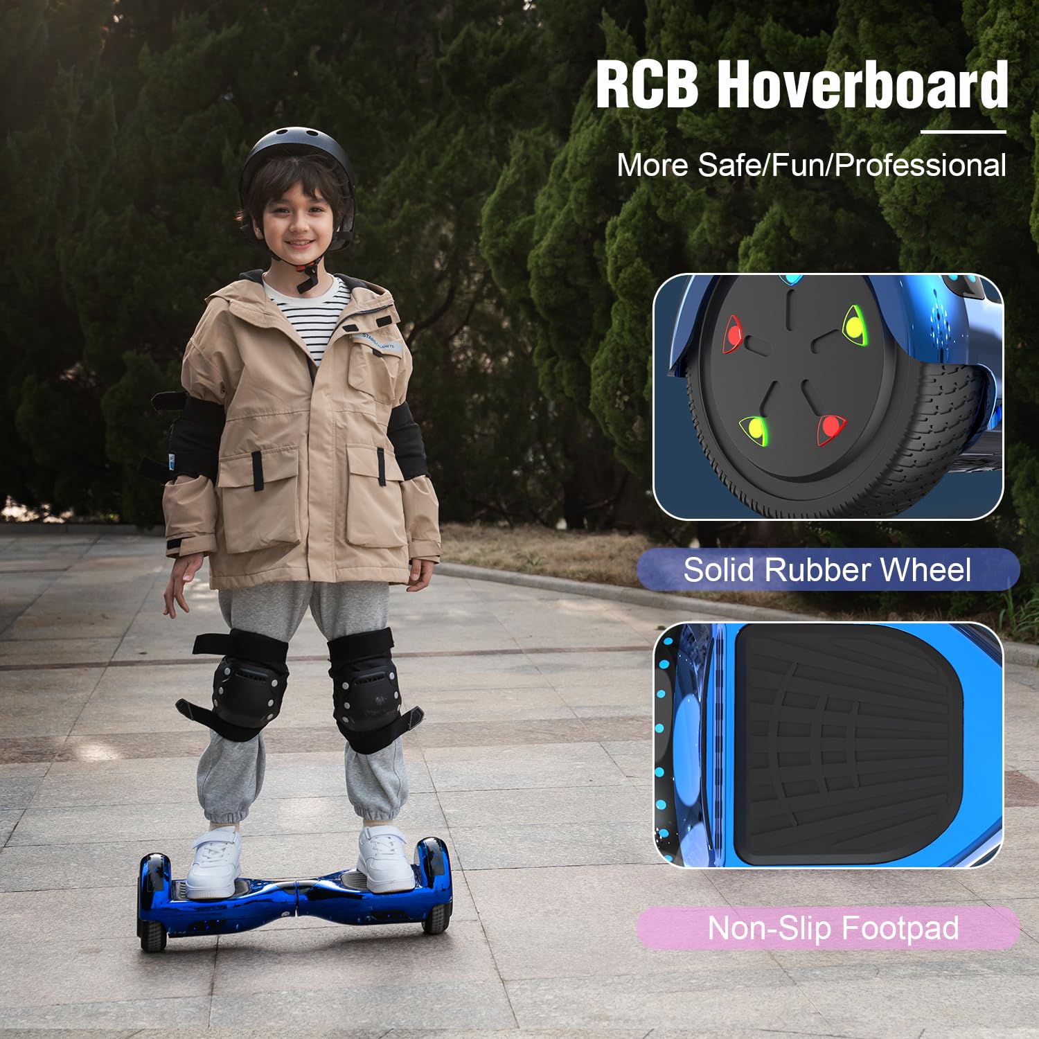 RCB Hoverboards 6,5 Zoll Skateboard Kinder und Jugendliche Hoverboards mit Bluetooth - Led Licht Segway mit Leistungsstarkem Motor Geschenk für Kinder