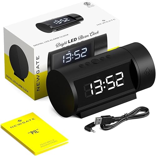 Miniatura 6 de NEWGATE Reloj despertador Pil  Reloj LED digital retro  Negro  Ideal para mesita de noche, escritorio o estante  Accesorio retro para dormitorio y