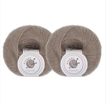 NICEEC 2 Skeins Soft Mohair Yarn, Fluffy & Fuzzy, Luxurious & Thin, Slik Wool Blend Yarn for Crochet & Knitting, Total 0.71oz2, 328yds2 - Chestnut