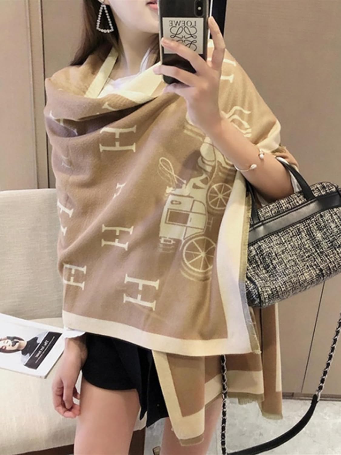 Women's Reversible Pashmina Shawl Wrap for Women Big Scarf Holiday Gifts - Image 6