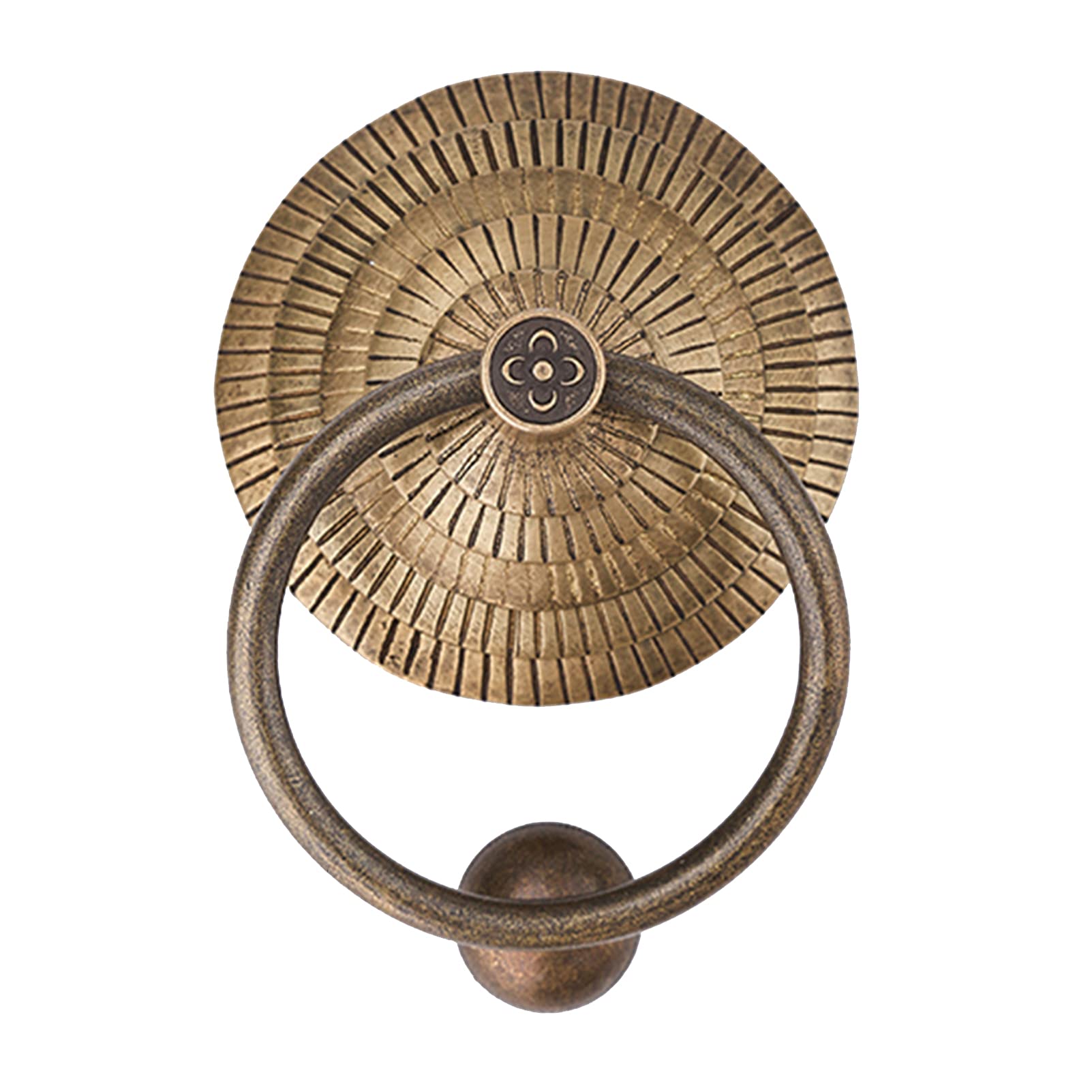 Kołatka do bram w stylu vintage, Klamka do drzwi w stylu retro w okrągłe paski do frontu willi, mosiężne akcesoria dekoracyjne do drzwi(10.5cm diameter)