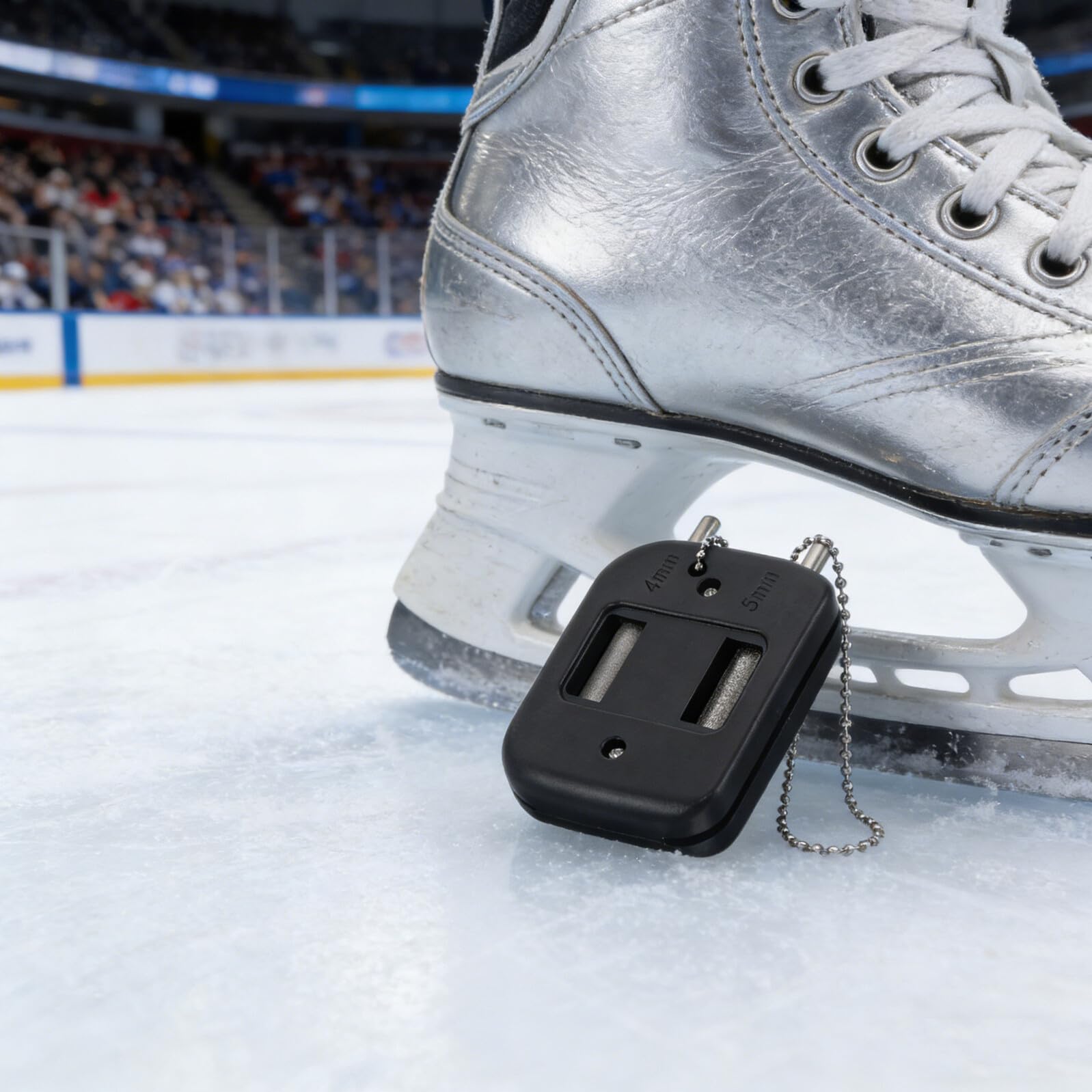 TOYANDONA Tragbarer Schlittschuhschleifstein für Eishockey und Eiskunstlaufkufen Vergrößertes Schleifwerkzeug aus Hochhartem Schleifstein mit Ergonomischem Griff für Präzises Kantenschärfen