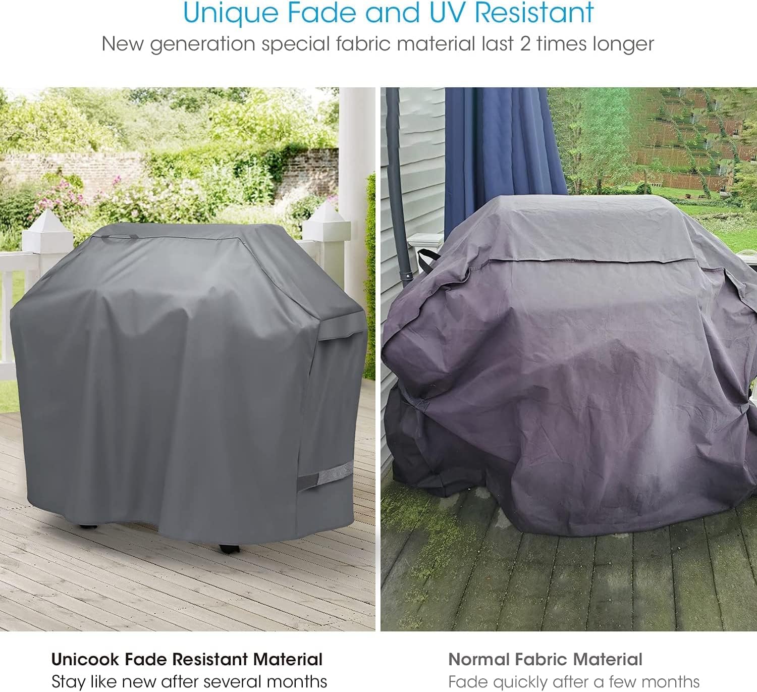 Unicook BBQ Cover, Heavy Duty Waterproof Outdoor Barbecue Gas Grill Cover, Resistant Oxford Fabric - Image 4