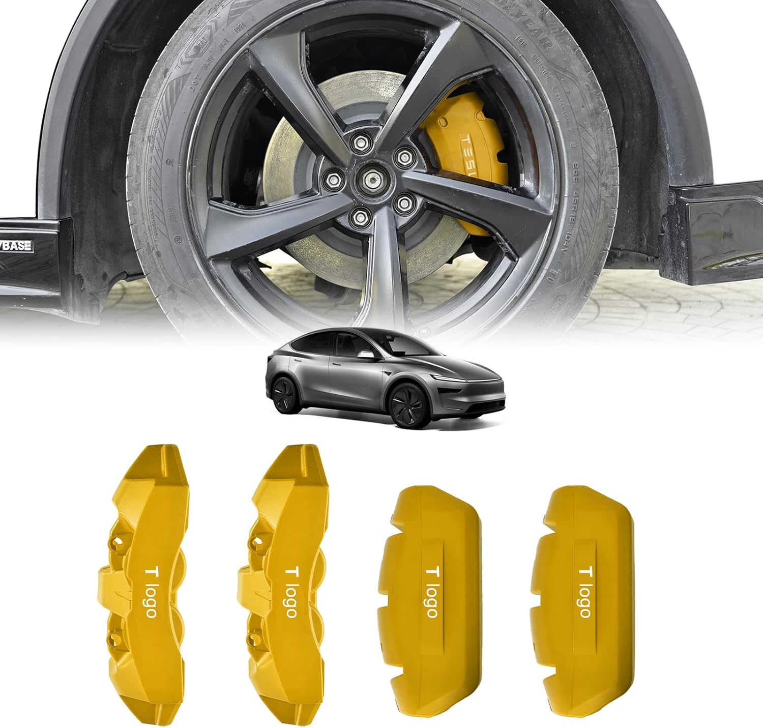 4Pcs Silicone Brake Caliper Covers for Model Y Juniper Caliper Cover Protector Set for Juniper 2026 Easy Slip-On Fit & No Wheel Removal (Yellow)