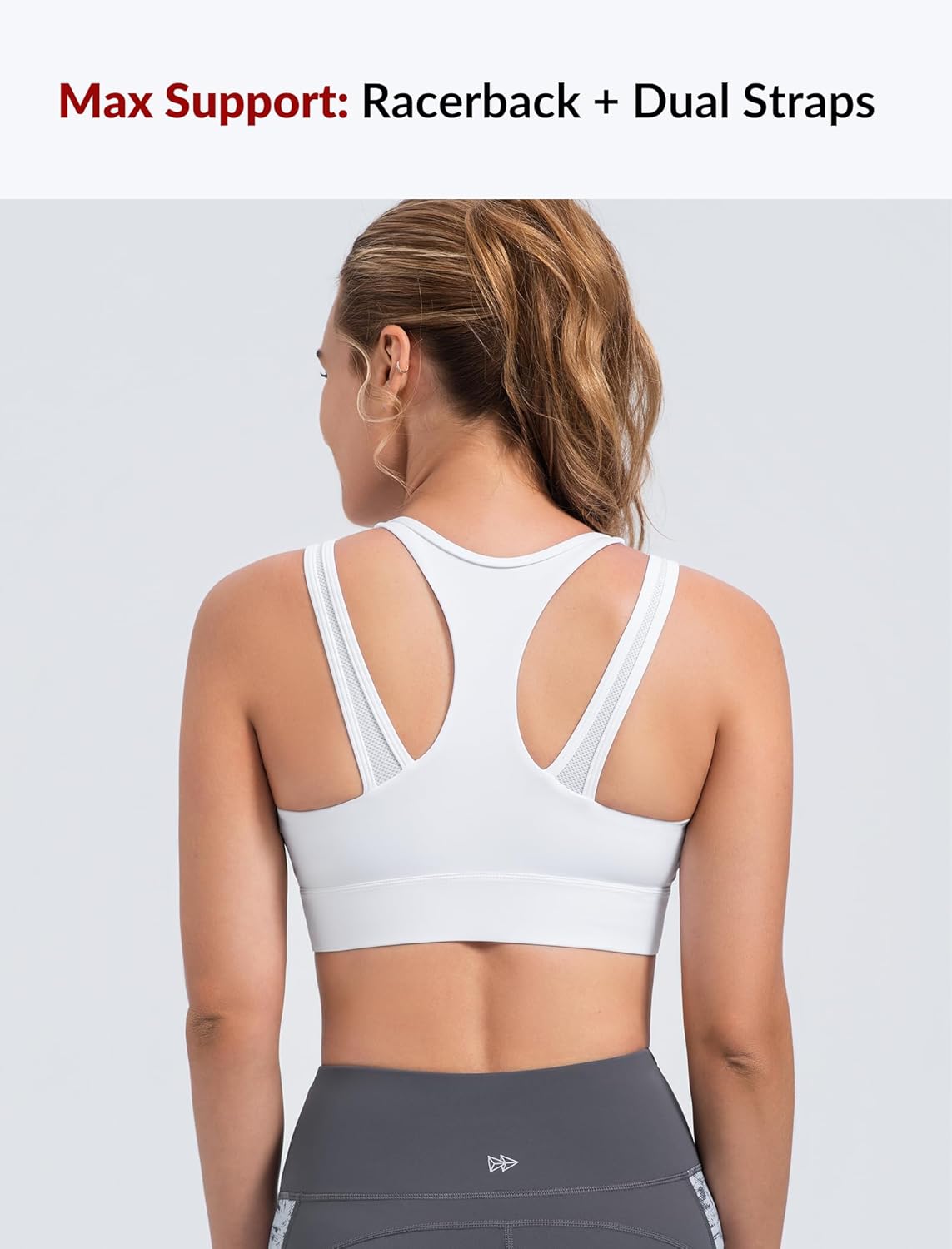 Yvette Front Closure High Support Sports Bras for Women Double Straps Plus Size Sports Bra with Sewn in Pads - Image 2