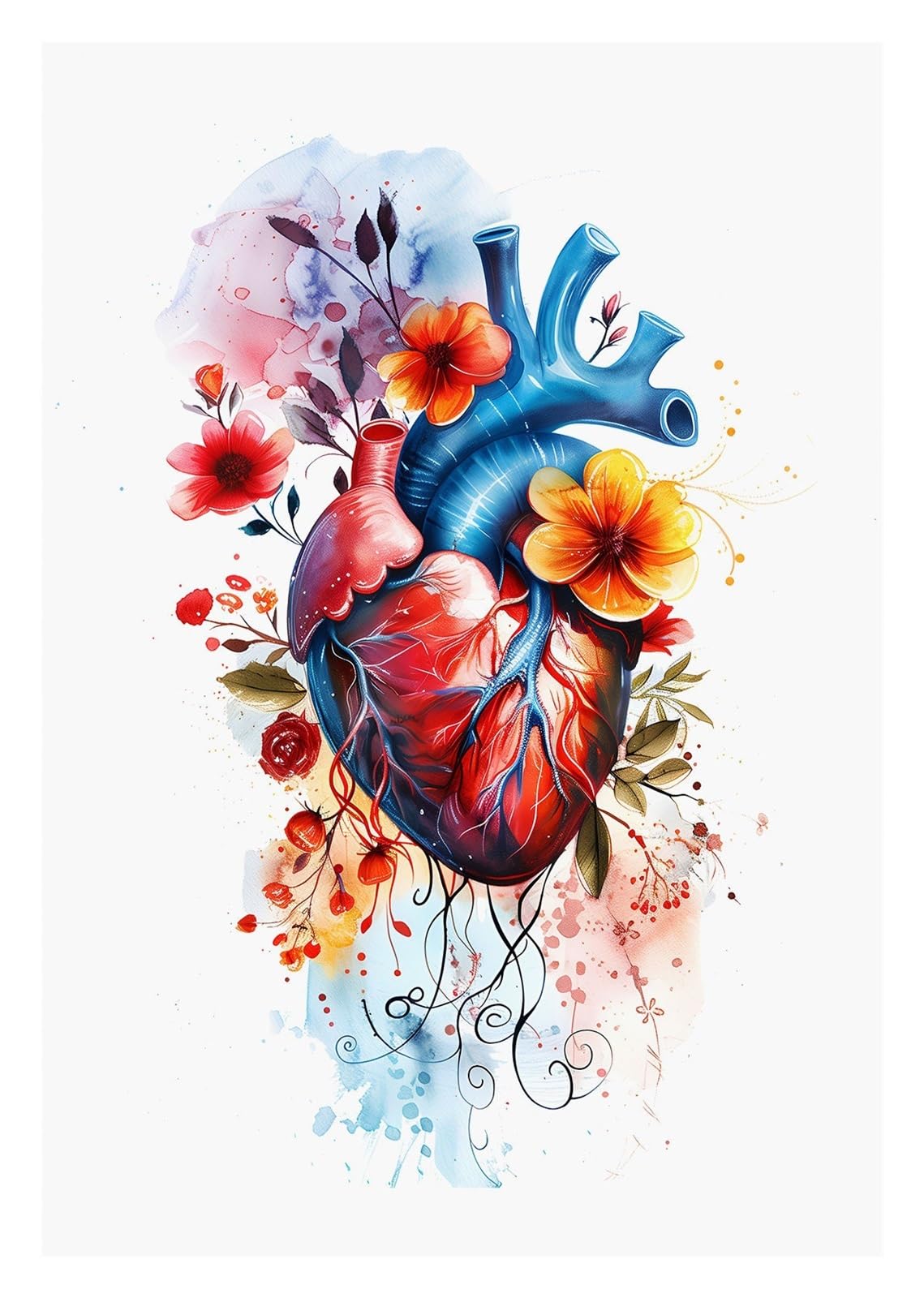 Peinture imprimee squelette et poumons style deco murale pour etudiant en medecine 50x70cm