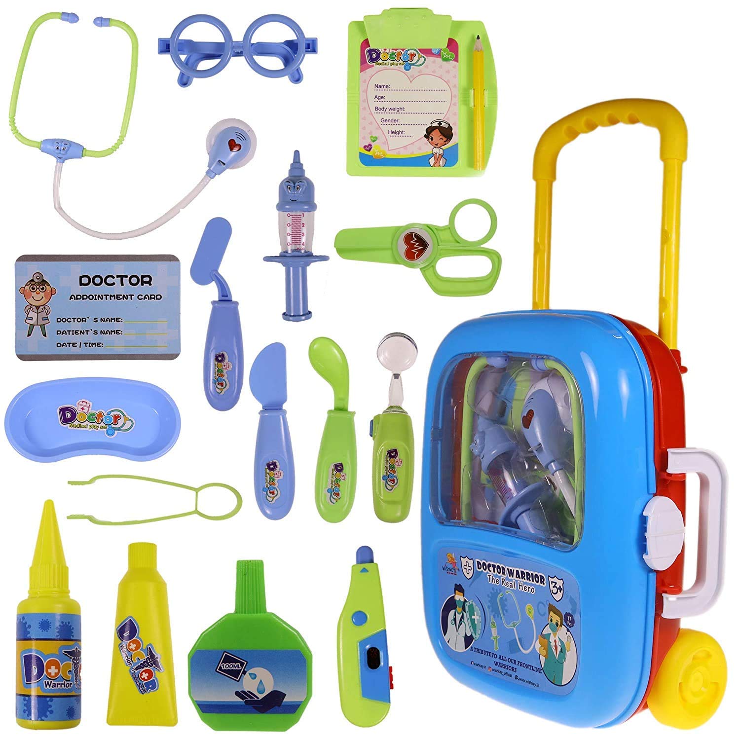 Buy RABBITTOM Doctor Medical Trolley Suitcase Kit for Kids (Blue) Set