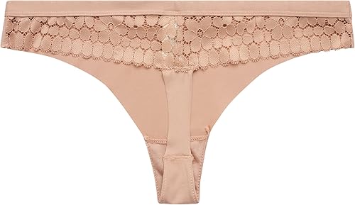 Miniatura 6 de Jessica Simpson Bragas tipo tanga para mujer, paquete de 6 unidades de ropa interior de microfibra de encaje sin costuras para mujer (S-XL)