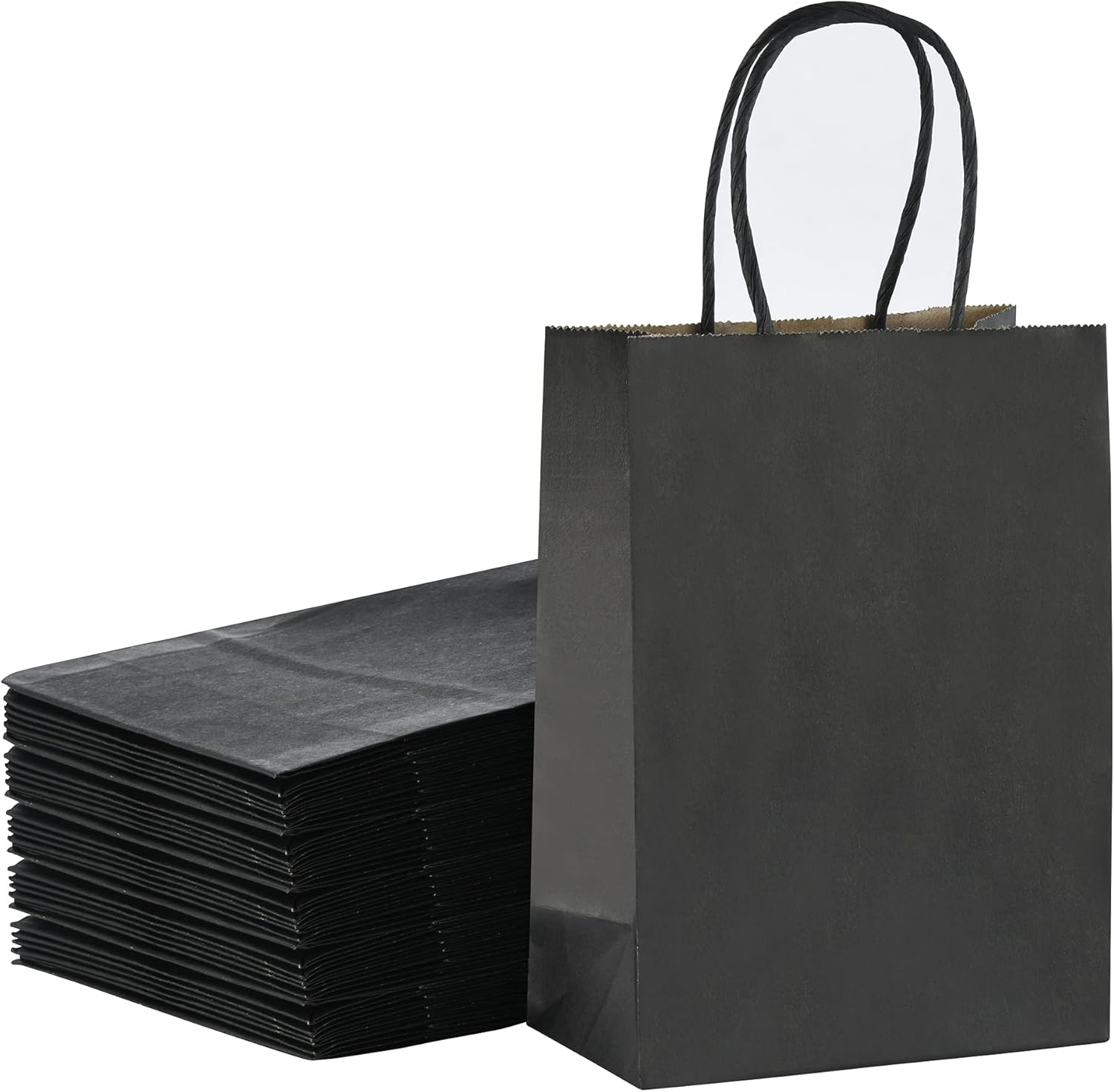 ALINK 50pcs Party Bags Kraft Gift Bag 15 x 8 x 21cm Brown Shopping Paper Bag with Twisted