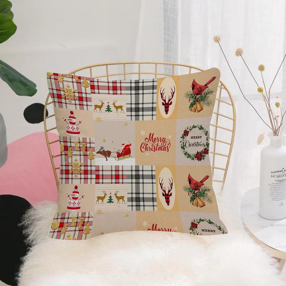 HYOSXW Cushion Cover,Throw Pillow Case Home Decorative for Living Room Bedroom Sofa Chair 16X16 Inch,Christmas, holiday decoration with collage elements,Pillowcase 40X40cm