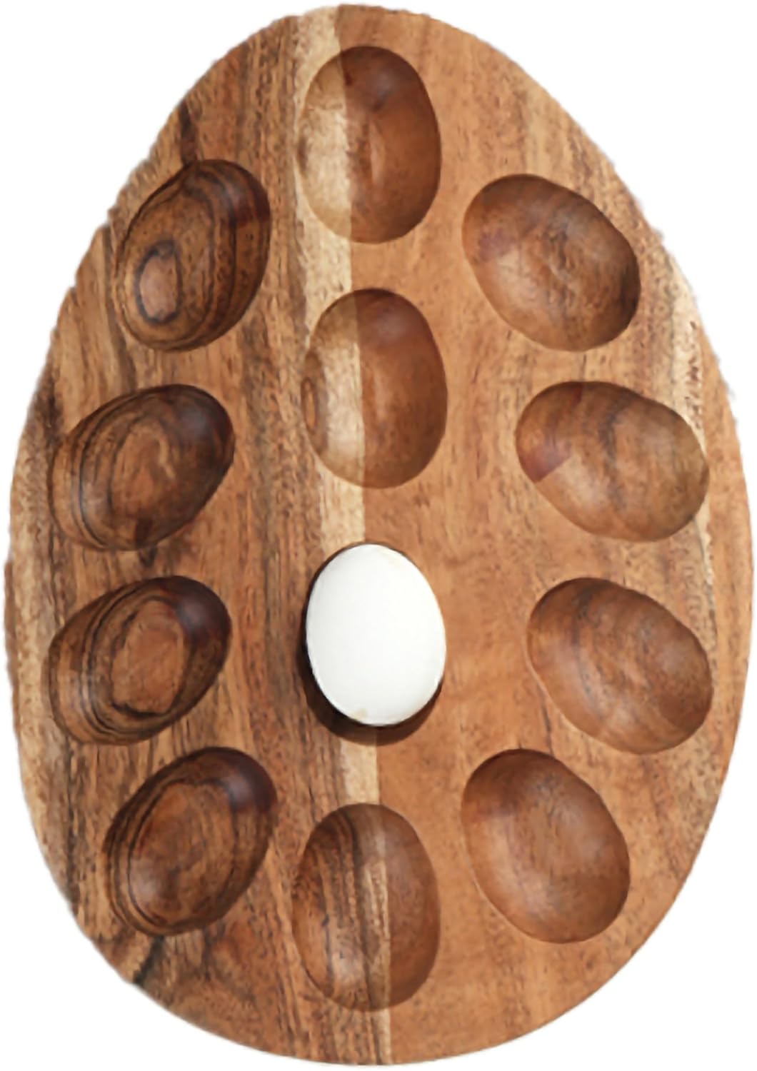 IHI EST. 1986 Rustic Hard Boiled Deviled Egg Serving Tray Platter 8 x 12 Inch Wood Natural Grain