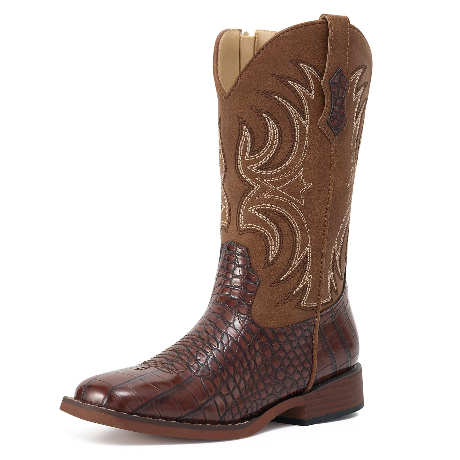 Rollda Kids Cowboy Boots Girls Cowgirl Boots Square Toe Boys Western Boots for Toddler/Little Kid/Big Kid