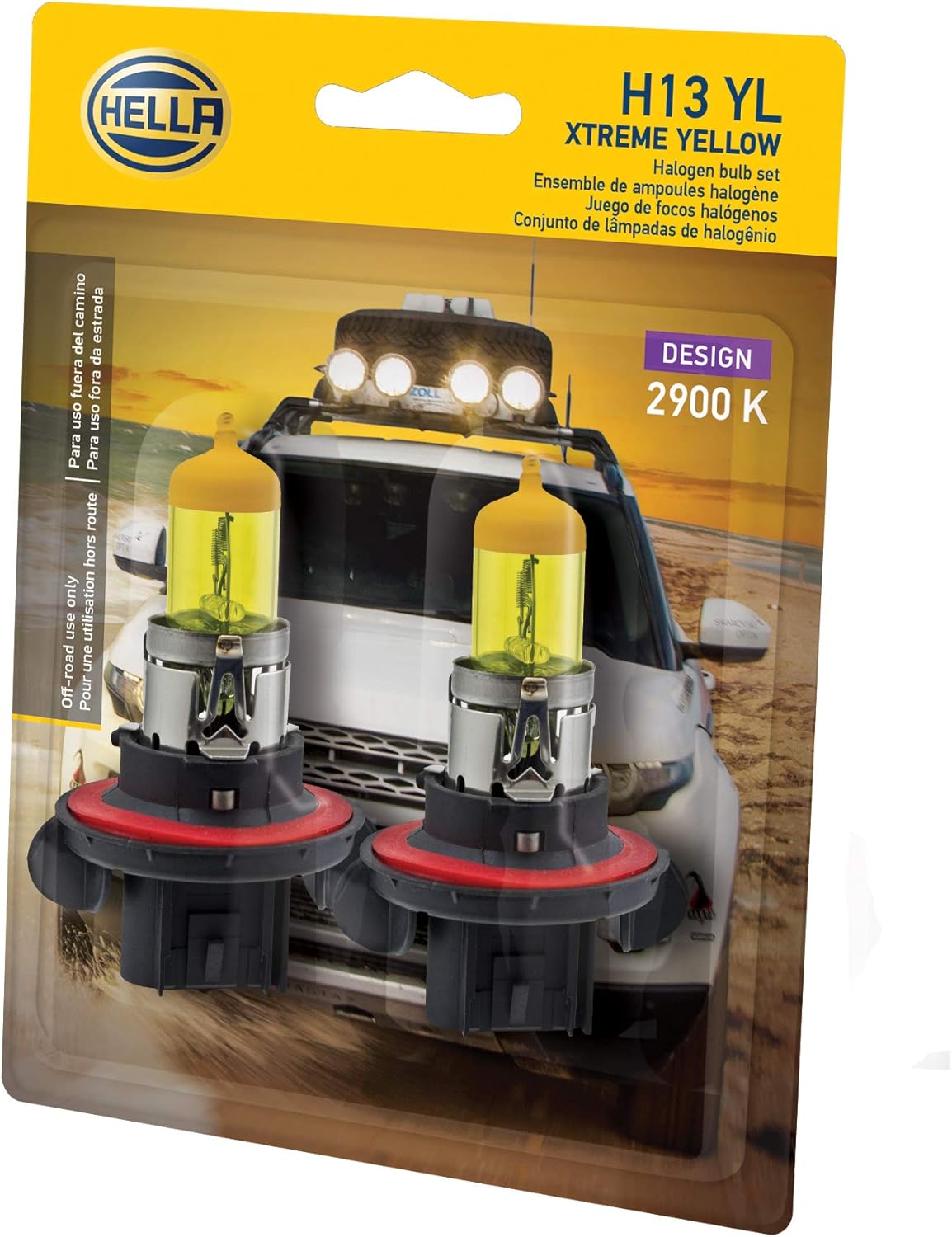 HELLA H13 YL Xtreme Yellow Bulb (12V 60/55W), 2 Pack