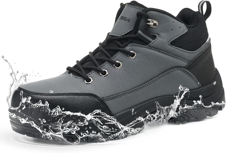 Xyldra Waterproof Steel Toe Boots for Men Wide Width Non Slip Work Shoes Slip Resistant Safety Toe Sneakers Indestructible Construction Composite Toe
