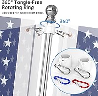 Vista 3 de ZMTECH Flag Pole - Upgraded Bracket, 6 FT Stainless Steel Flag Poles for Outside House, Residential or Commerical, Tangle Free Flag Pole Kit for