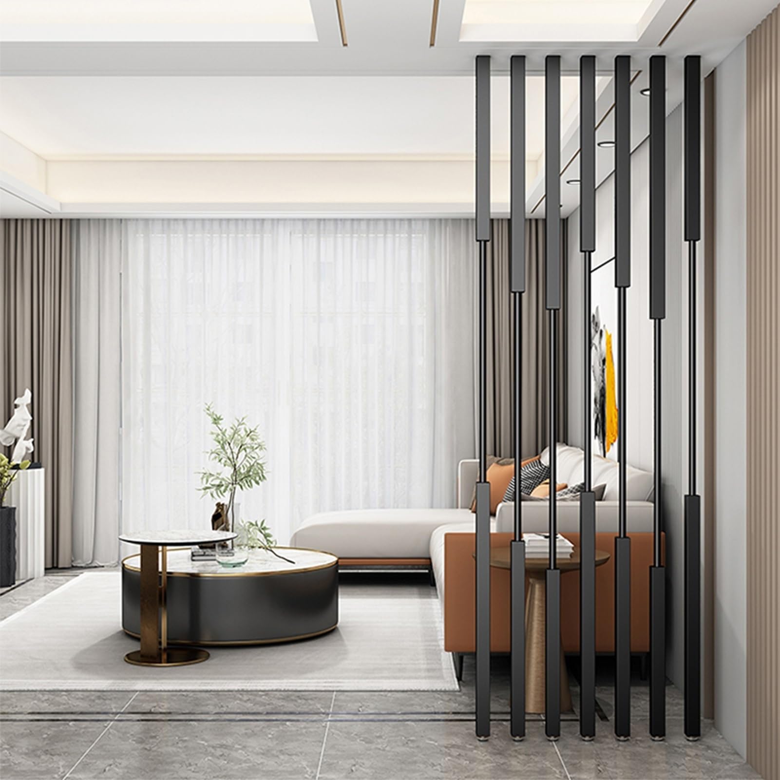 Freestanding Metal Partition Screen Room Divider, Adjustable Feet For Living Or Office, Floor To Ceiling Design(8pcs-a,110cm/43in/3.6ft)