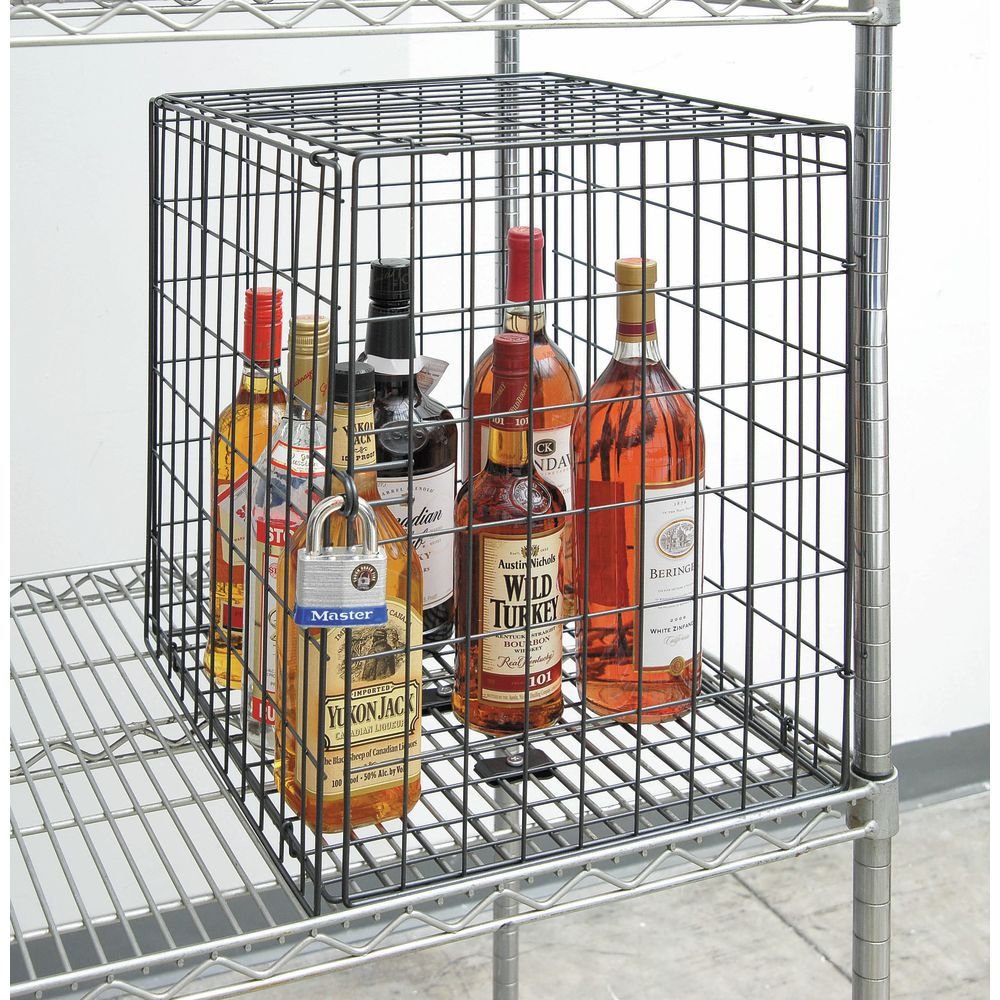 Hubert Lockable Security Cage Chrome Wire - 18"L x 18"W x 15"H