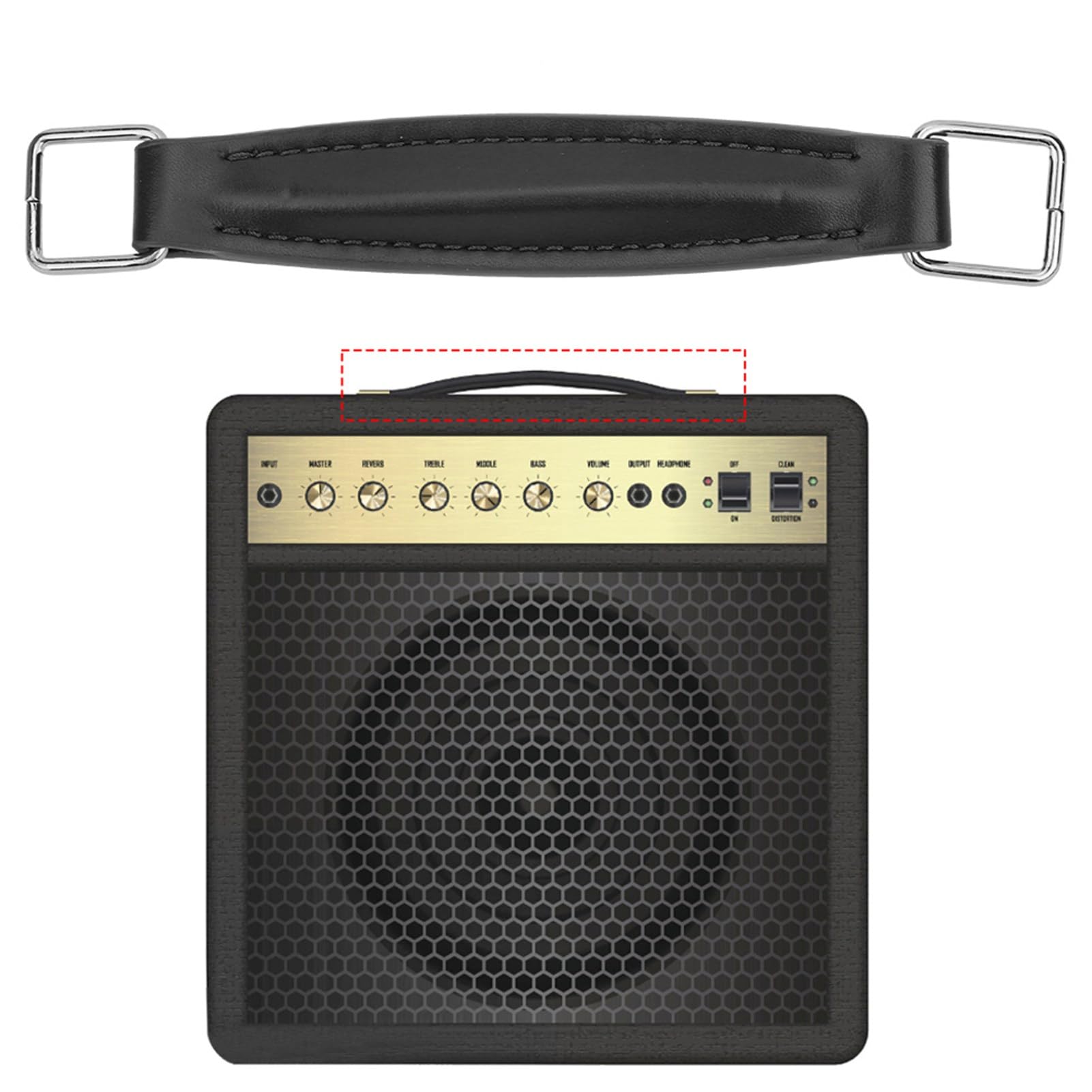 Poignée de Haut parleur de Guitare en cuir PU,Poignée D'amplificateur de Renforcement en Acier Interne pour Haut parleur de Guitare(Noir),Conférencier, autre