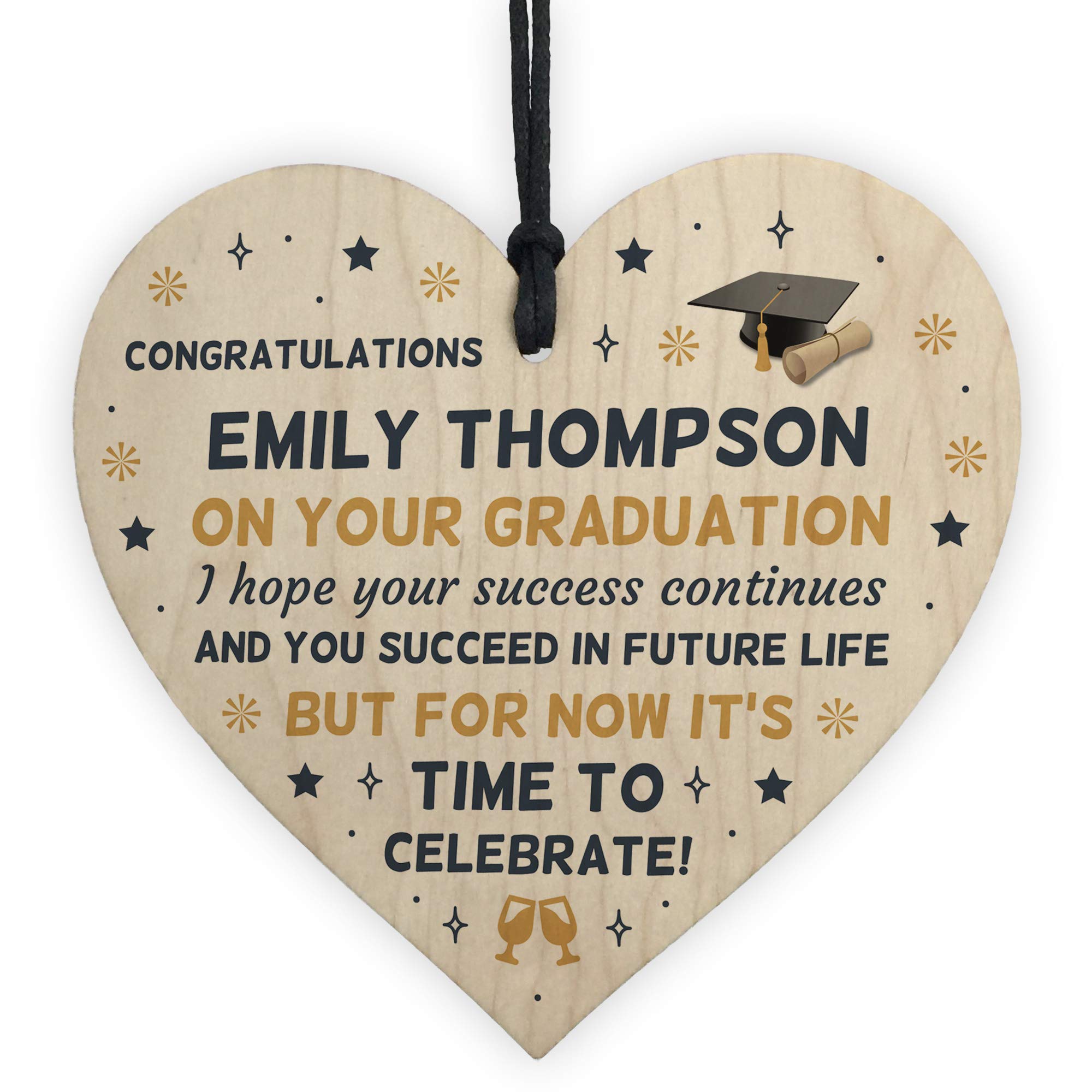 Personalised Congratulations On Your Graduation Gift Wooden Heart Degree Graduation Gift Keepsake Plaque