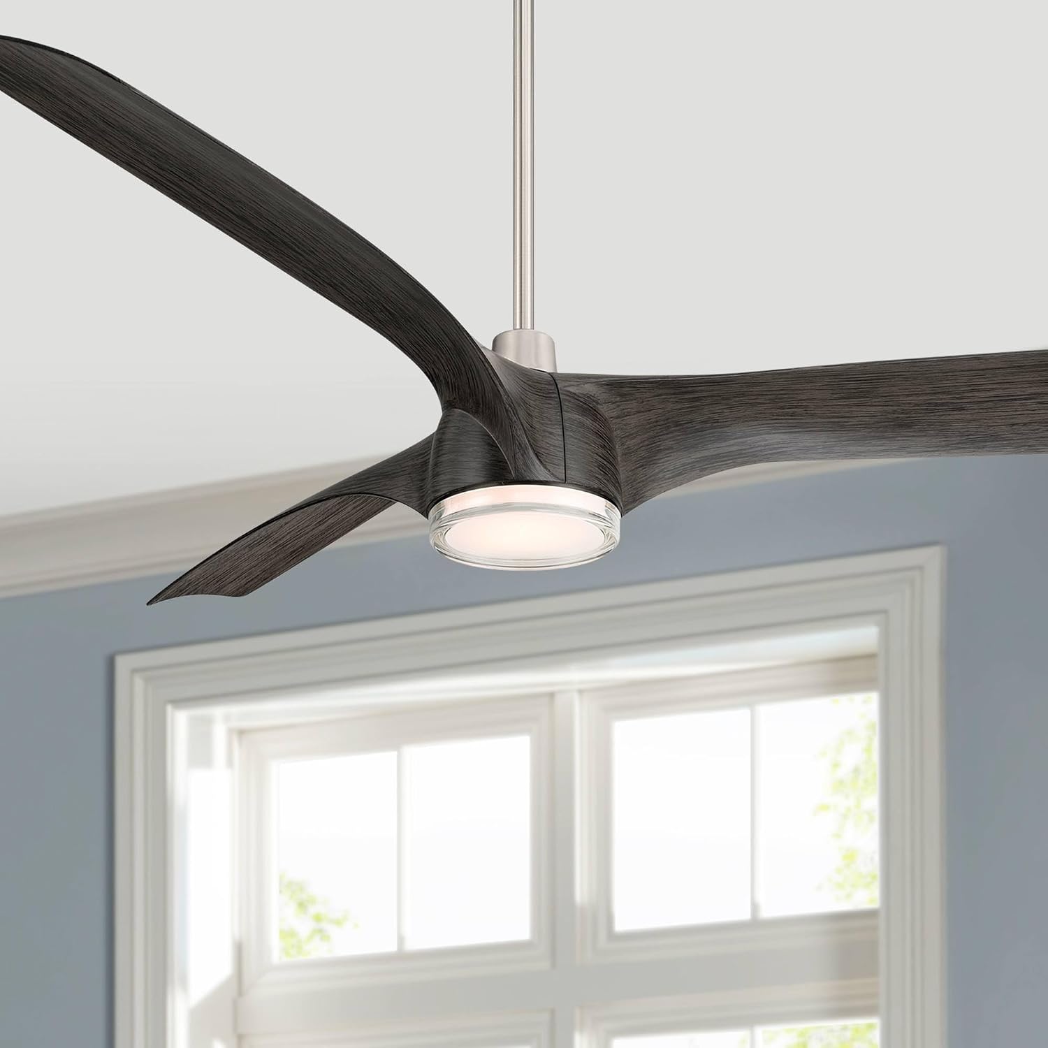 Casa Vieja 60" Artistry Brushed Nickel LED Damp Ceiling Fan