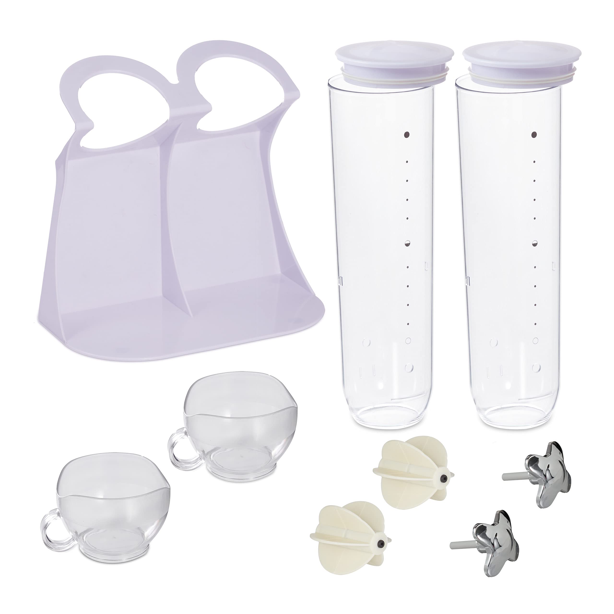 Relaxdays Dispenser Cereali Doppio, Distributore per Corn Flakes, Cioccolatini, Nocciole e Dolcetti, in Plastica, Bianco