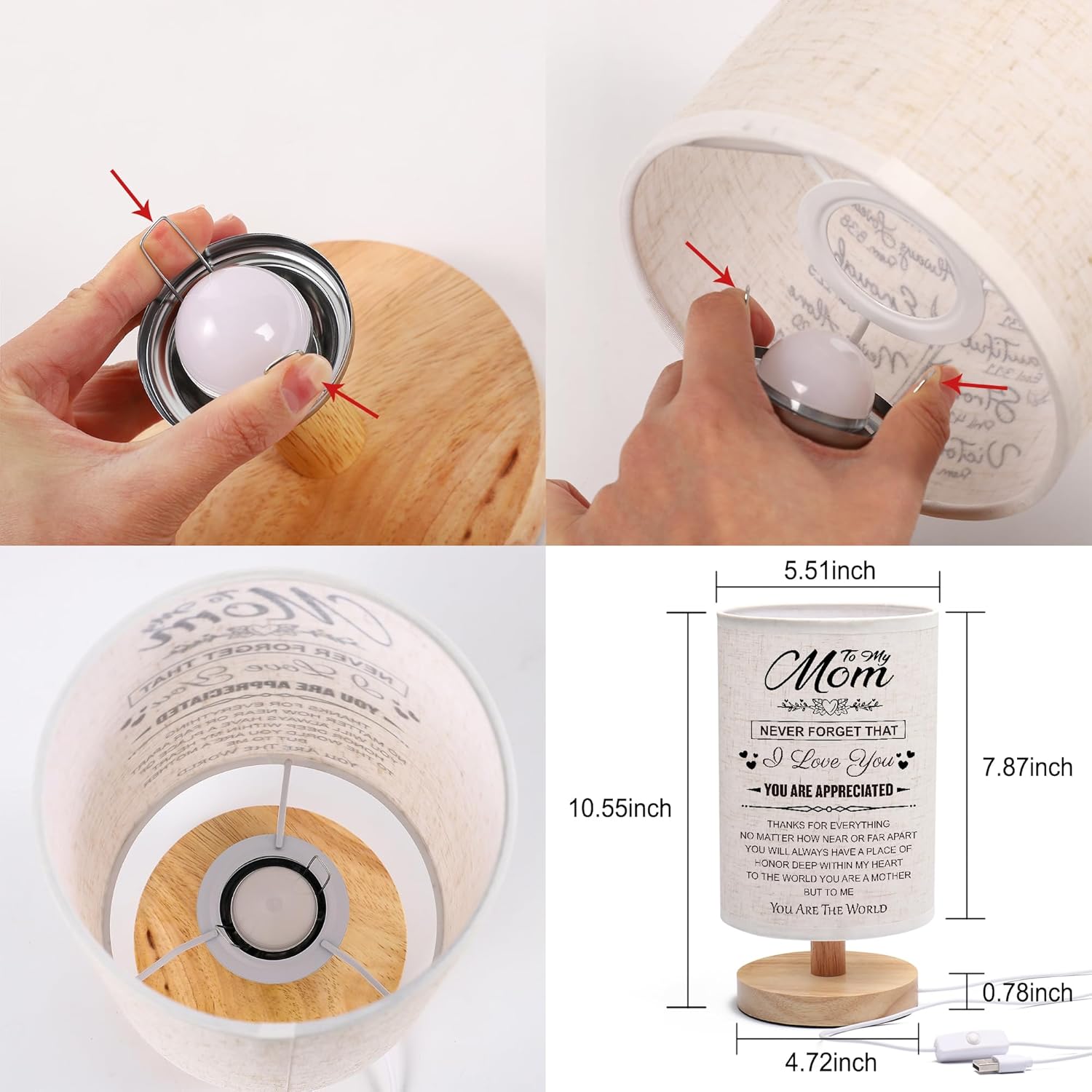 WSYEAR Valentines Day Birthday Gifts for mom from Son-Table Lamp Mom Gifts from Daughter for Mother Night Light Anniversary Present for Mom Christmas Unique - Image 8