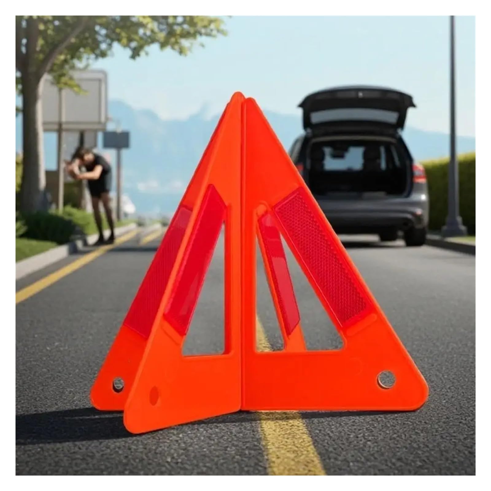 6 Set/12 Pezzi Triangolo di Avvertimento Emergenza Segnale Pericolo Guasto for Auto visibilità Sicurezza Stradale Riflettente Stop per Accessori Emergenza