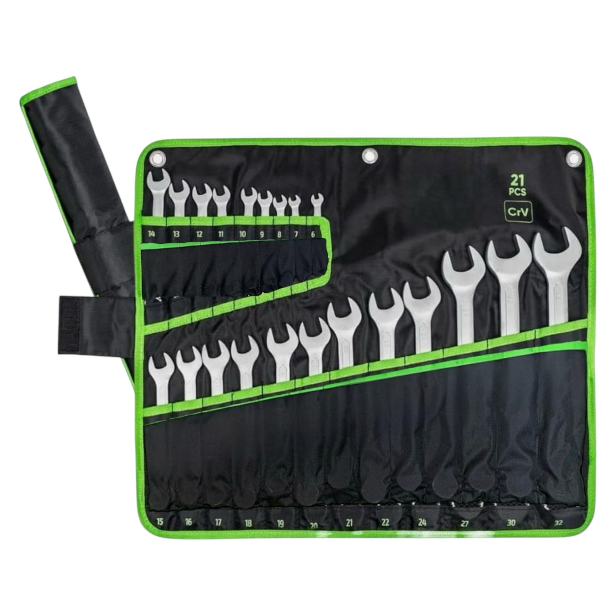 topolenashop Set di 21 chiavi combinate fisse e a stella serie chiavi inglese di manovra in acciaio al cromomo vanadio da 6 a 32 in comodo astuccio di stoffa19101121