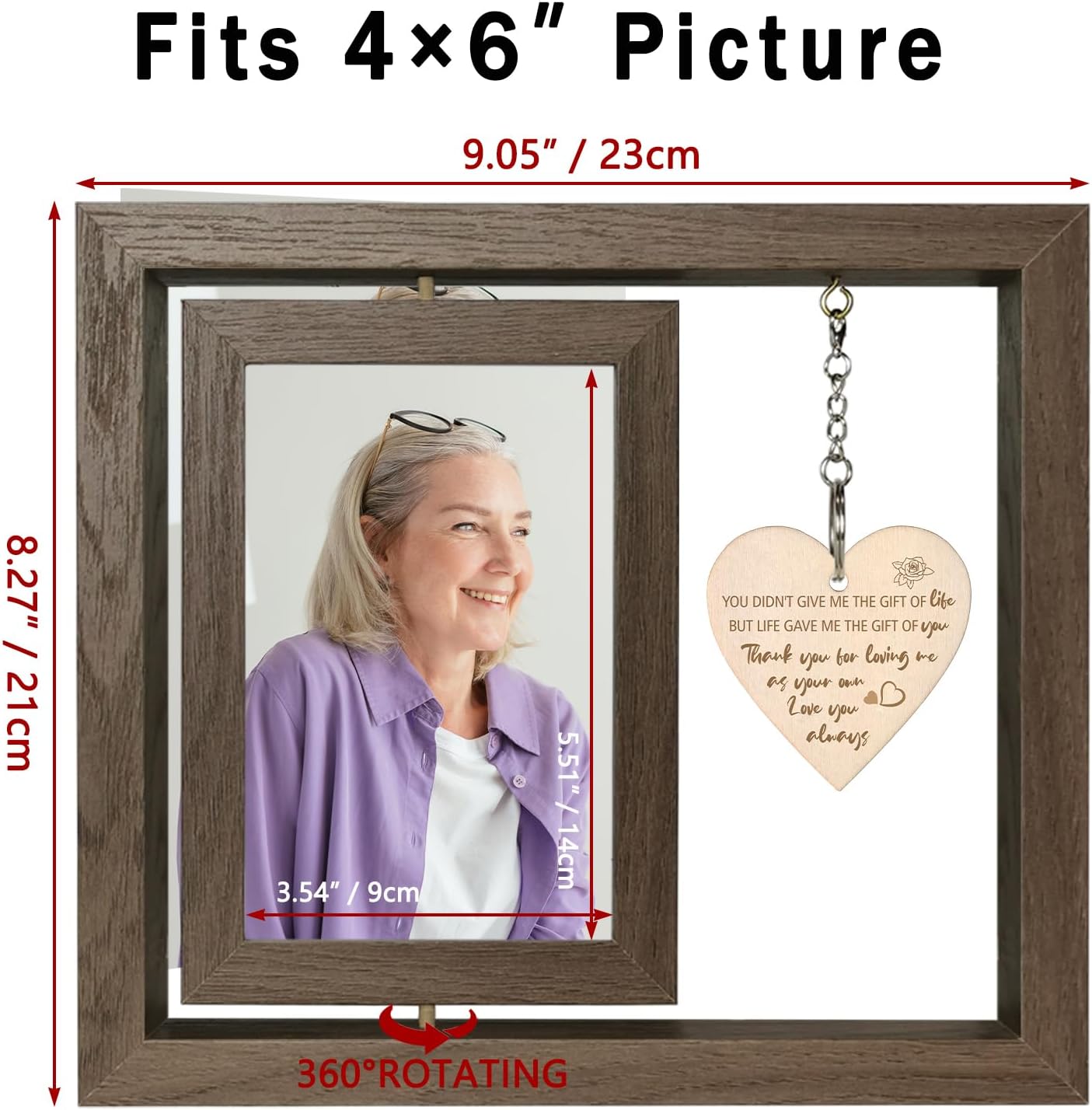 Step Mom Dad Picture Frame Gifts - Rotating Rustic Wooden Double-Sided 4x6 Photo Frame Gifts for Bonus Mom Dad – Thank You for Loving Me as Your Own - Image 6