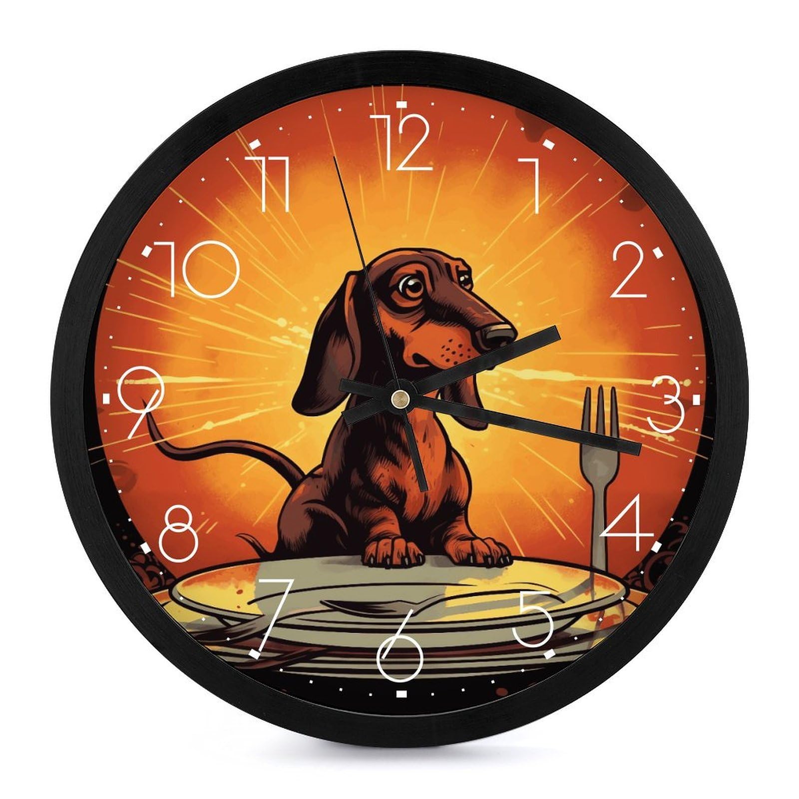 Horloge murale teckel moderne de 25,4 cm pour salon et bureau