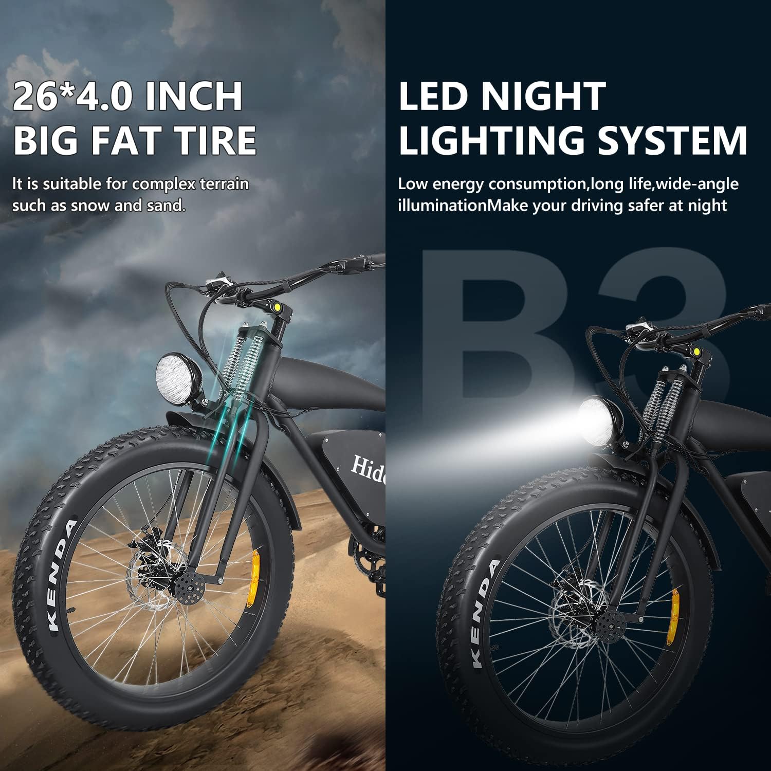26 inch Fat Tires and LED Lighting System