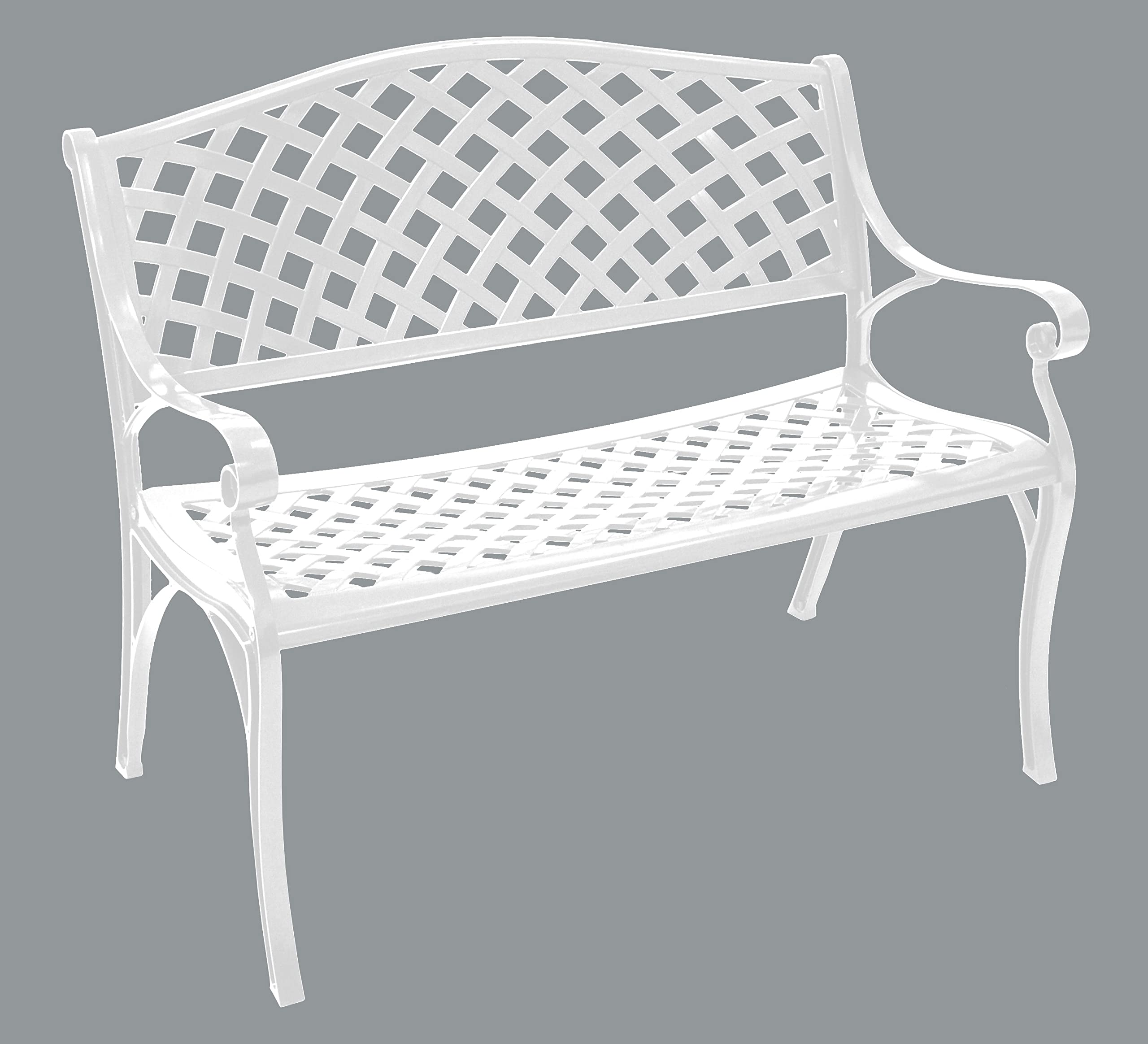Gartenbank Parkbank OXFORD 2-sitzer aus Aluguss, Farbe weiss, wetterfest