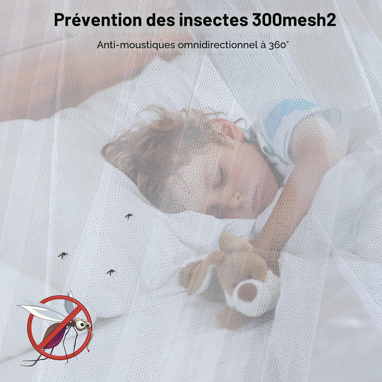 Mizikuu Moustiquaire de Lit Carrée 200 x 220 x 210 cm - Grand Format pour Lits Simples et Doubles - Isolation Efficace Contre Les Moustiques Extérieurs
